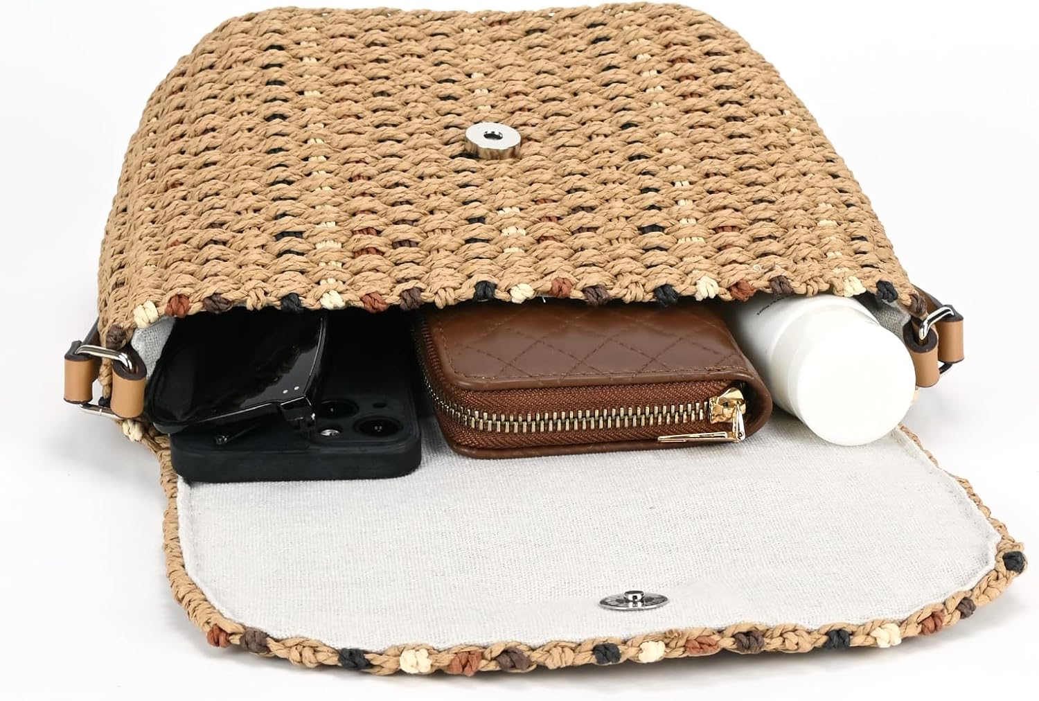 Straw Crossbody Bag for Women Summer Beach Bags Small Handmade Woven Shoulder Handbag Purse