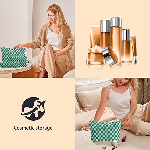 Miniatura 6 de LYDZTION Bolsa de maquillaje para mujeres, 1 bolsa de maquillaje de gran capacidad y 1 estuche para lápices, bolsa de almacenamiento de brochas de