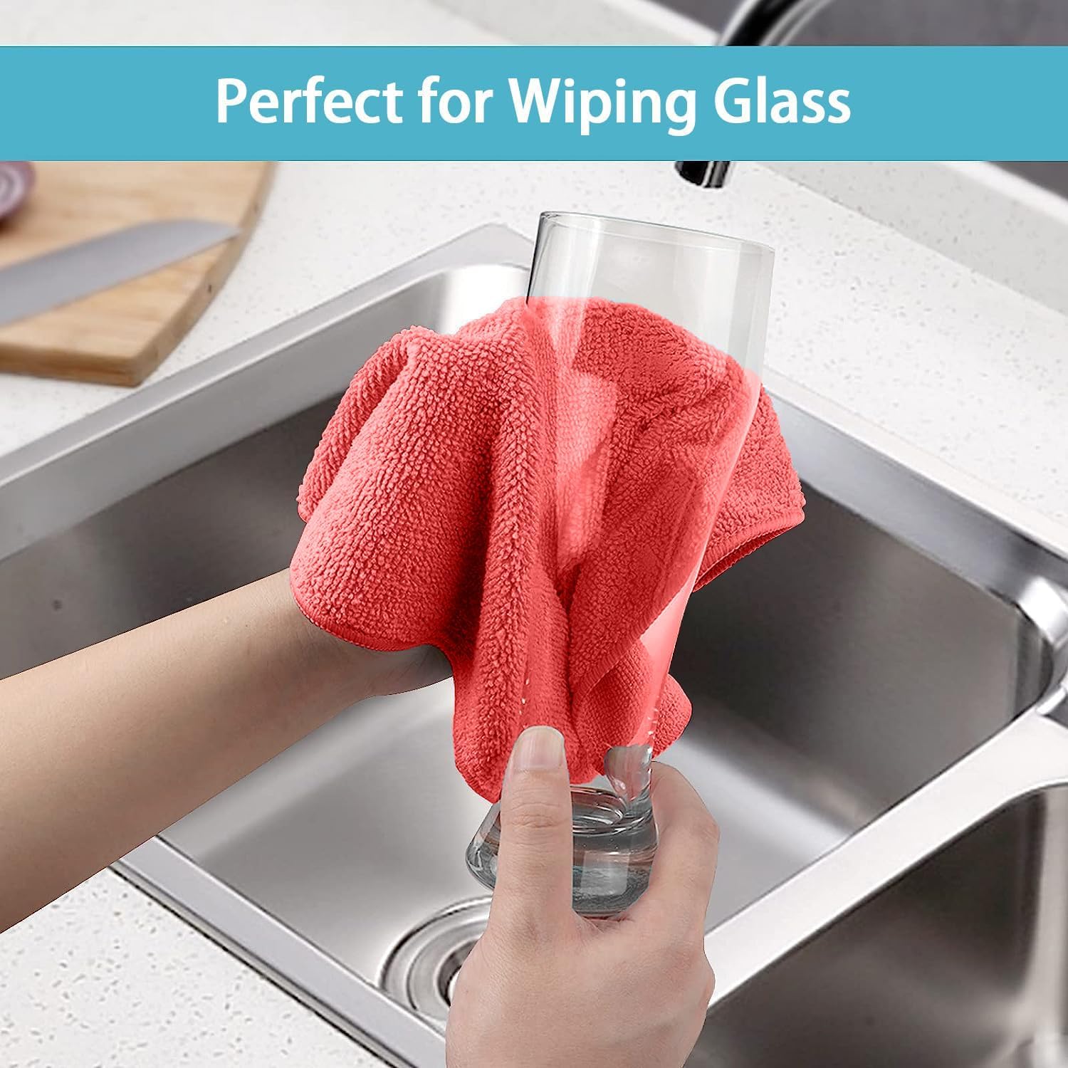 HOMEXCEL Red Microfiber Cleaning Cloth, 100 Pack Cleaning Towels for Kitchen, Lint Free, Scratch-Free, Highly Absorbent, and Reusable Cleaning Rags for House, Window and Glass, Cars, 11.5 X11.5 inch - Image 6