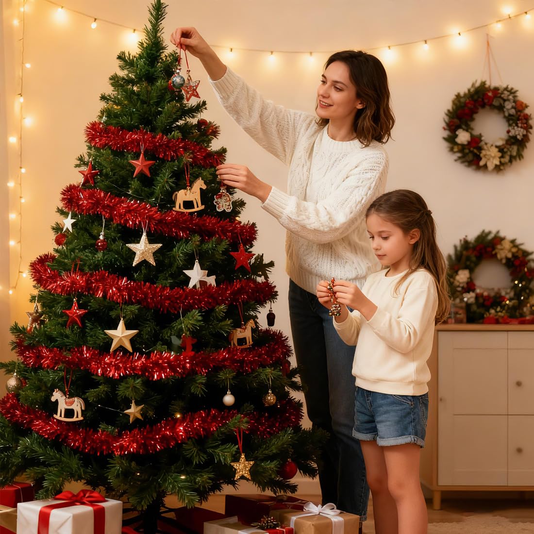 Odot Weihnachtsgirlande Lametta Weihnachten Girlande, 2 M Glänzend