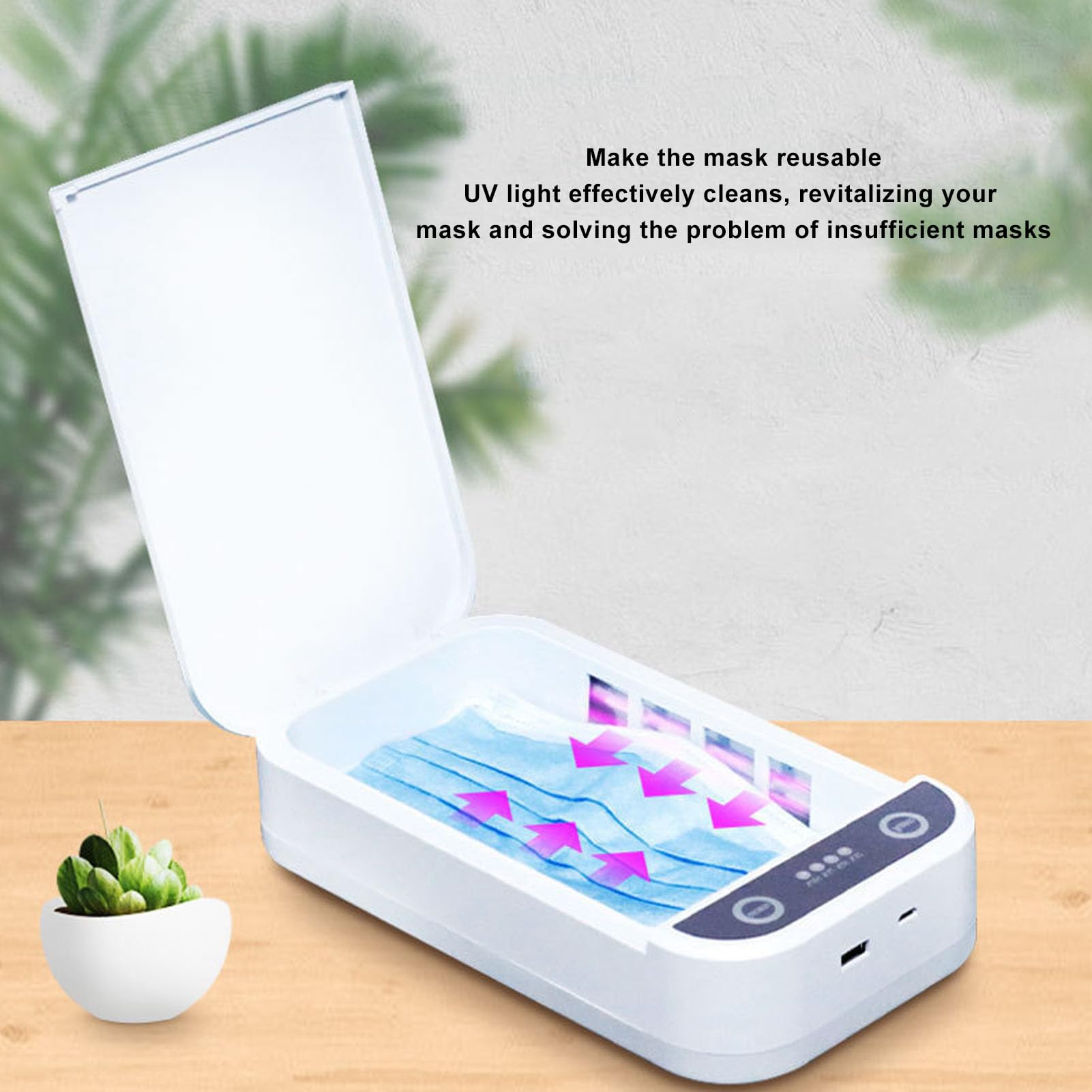 Caja Desinfectante con Luz UV, Caja Desinfectante UV para Limpiador de Teléfonos Móviles, con Luz LED Púrpura, Caja Limpiadora UV para Teléfono Inteligente, Máscara, Reloj
