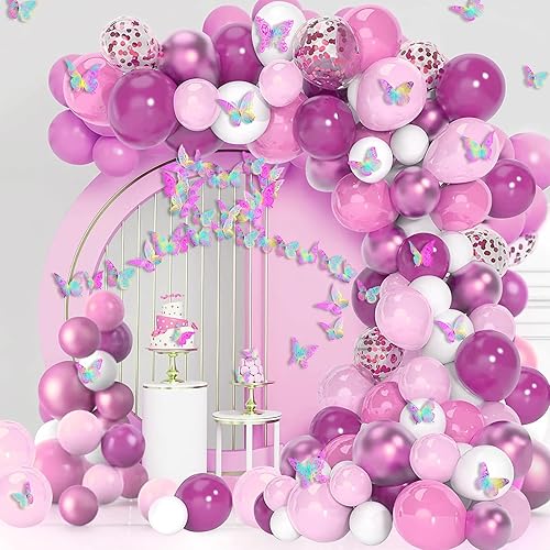 Miniatura 75 de Decoración de pared de mariposa rosa 3D, 3 tamaños y 4 estilos, decoraciones de fiesta de mariposas, decoraciones de pasteles, calcomanías