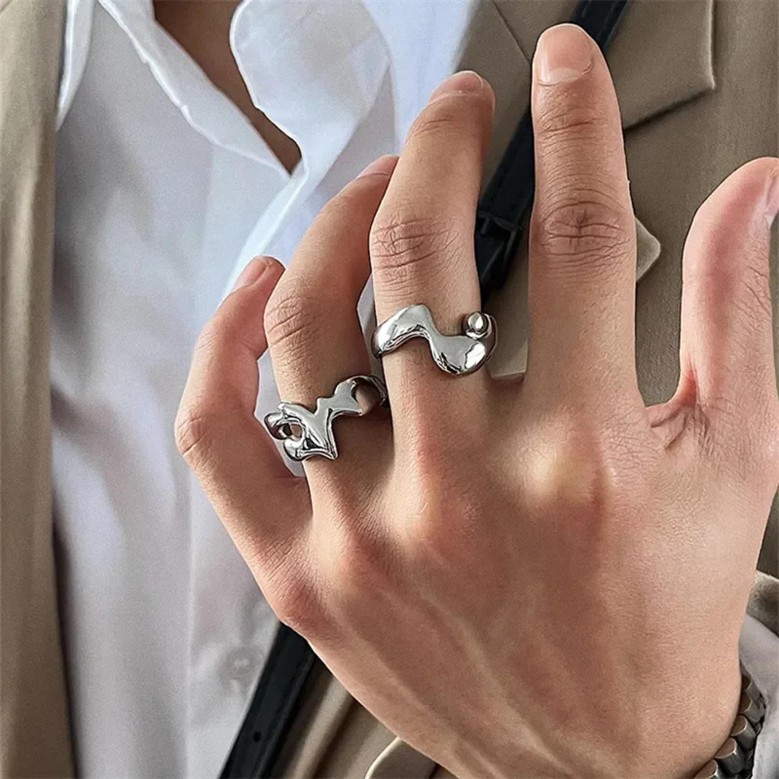 Ring Ringe Damen Bijouterie Herren Liquid Lava Ring Paar Unregelmäßige Ins Minimalist Hip-Hop Mode All-Match Set Schmuck Accessoires