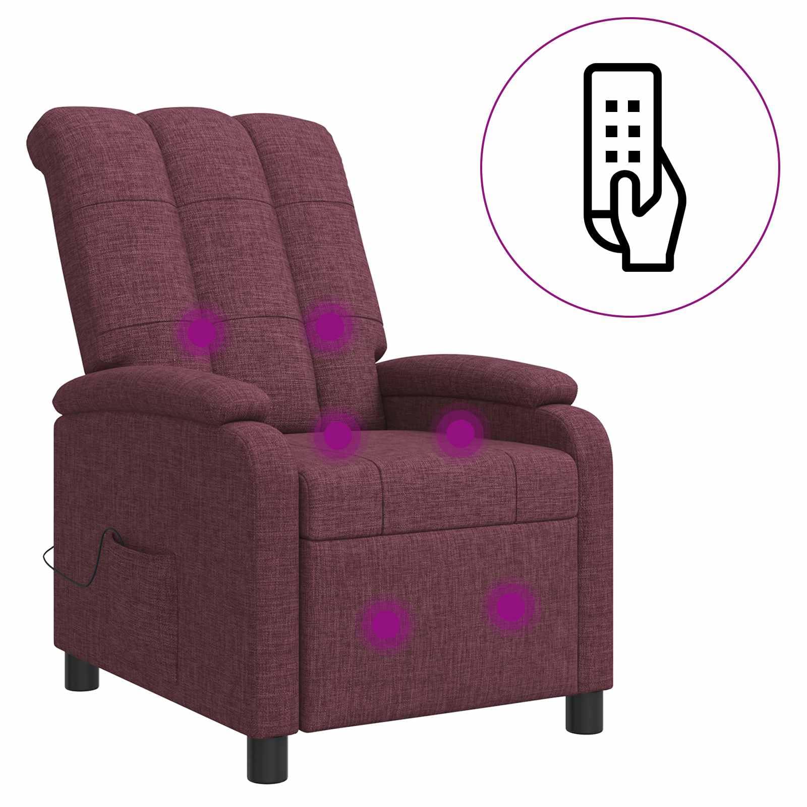 Poltrona relax in tessuto viola con inclinazione regolabile 115-160