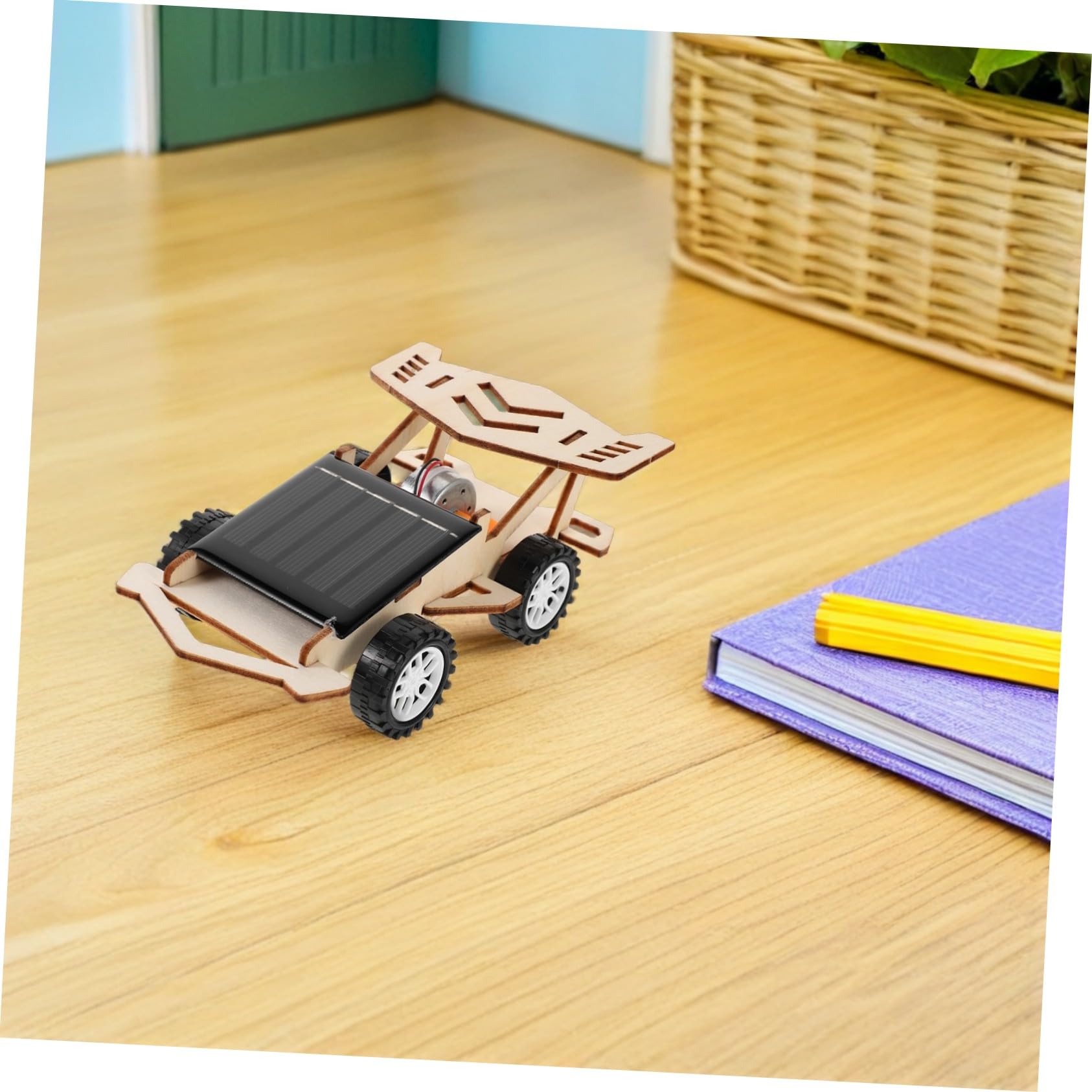 ibasenice Kit de Voiture Solaire en Bois à Monter Soi-même pour Garçon et Filles, 3 Sets DIY Éducatifs Stem Moteur Électrique, pour Bricolage Familial et Apprentissage Scientifique