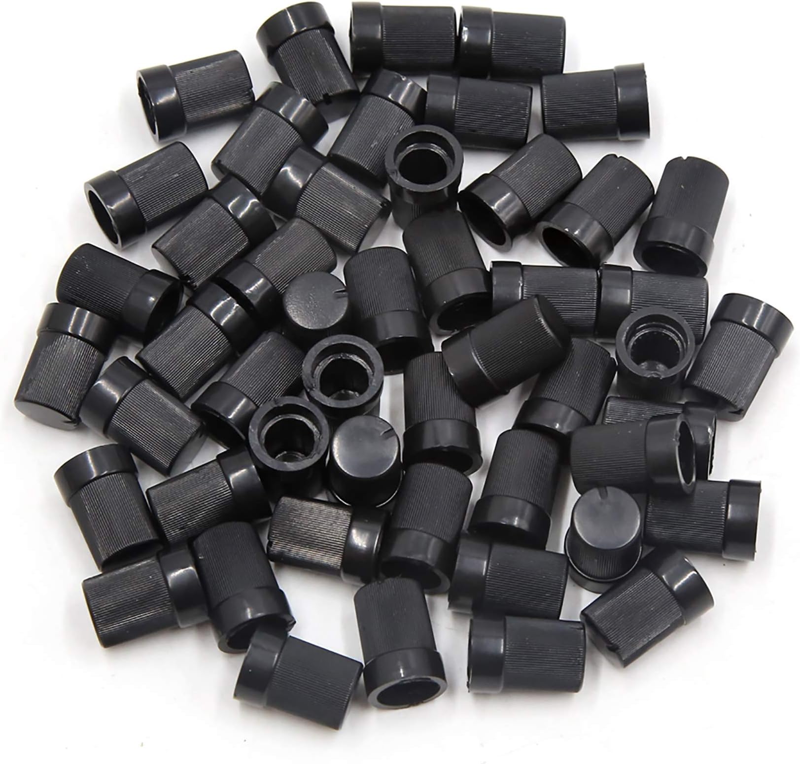 uxcell 50Pcs 6mm Plastic Shaft Insert Dia Potentiometer Control Knobs Black 10 x 14mm