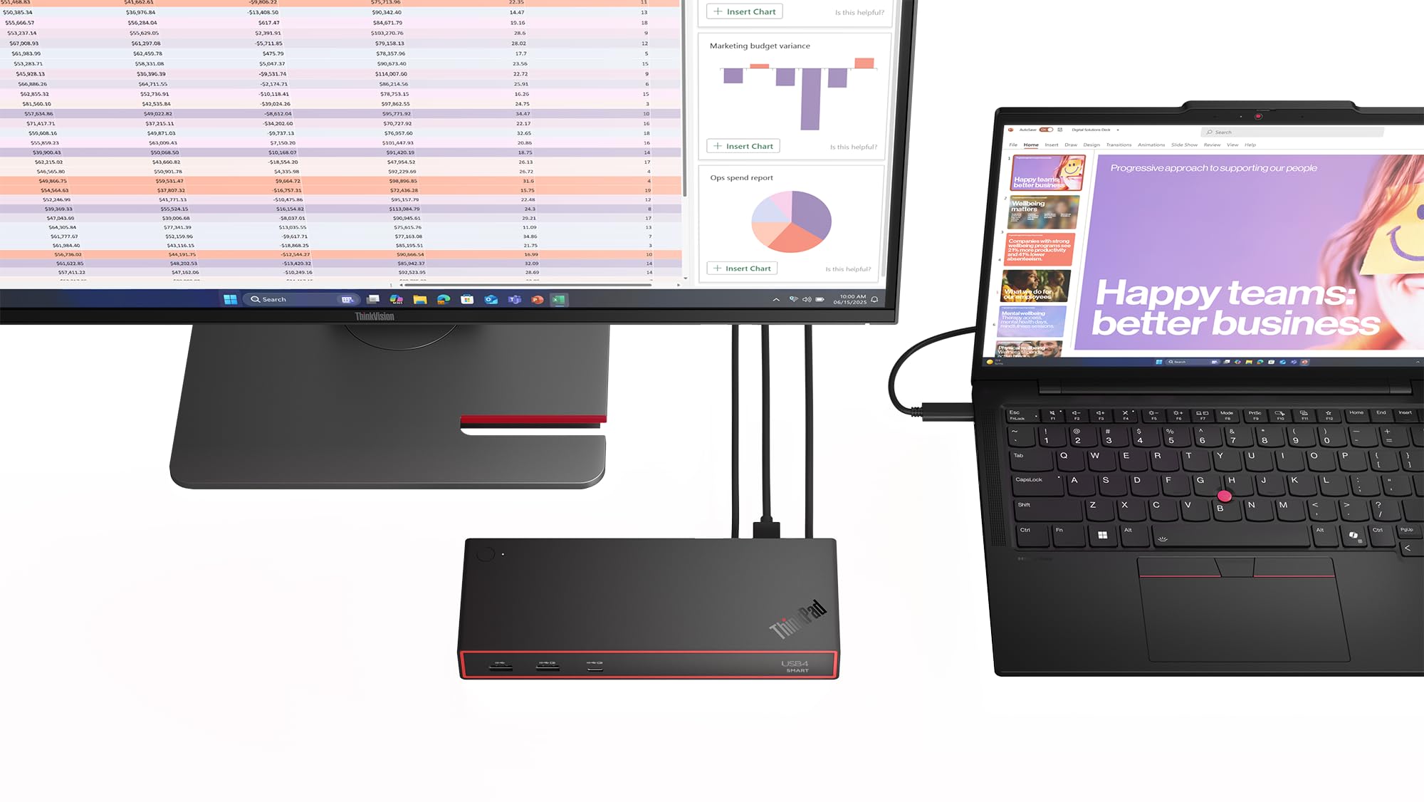 Lenovo ThinkPad USB4 Smart Dock 5500 con alimentatore 135W, dock USB4 40Gbps con 2xDP 1.4 HDMI 2.1, 4xUSB-A Gen2, 2xUSB-C Gen2, GbE, PD 3.1
