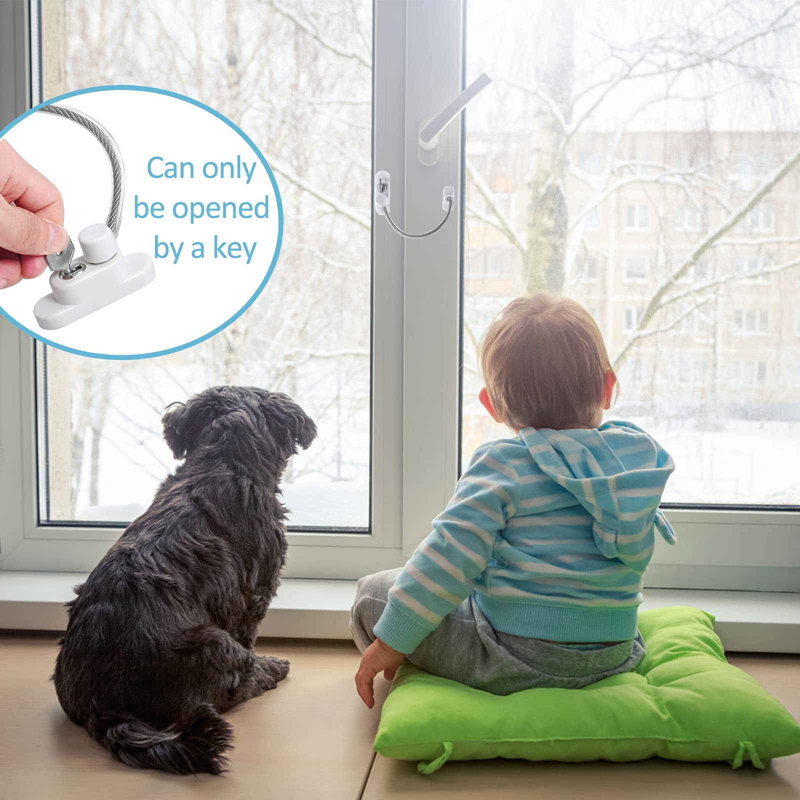 Window Restrictor Locks for UPVC, 2 Pcs Lockable Kids Safety Cable