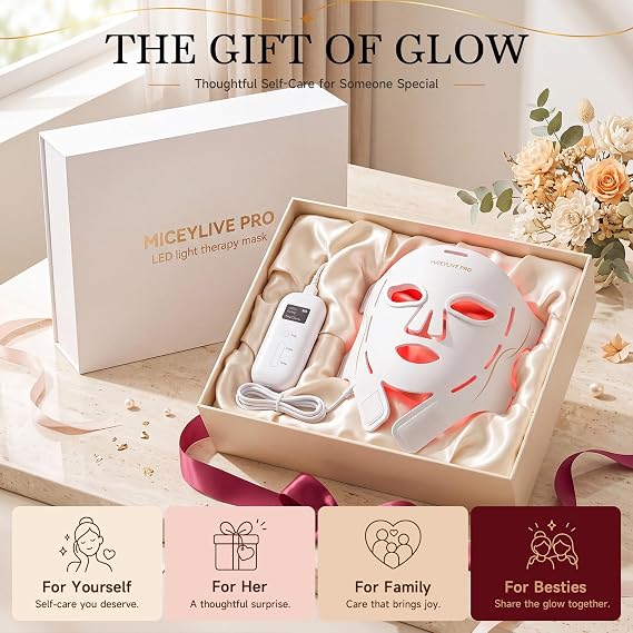 Red Light Therapy Mask for Face - FDA Cleared Blue Light Mask for Acne