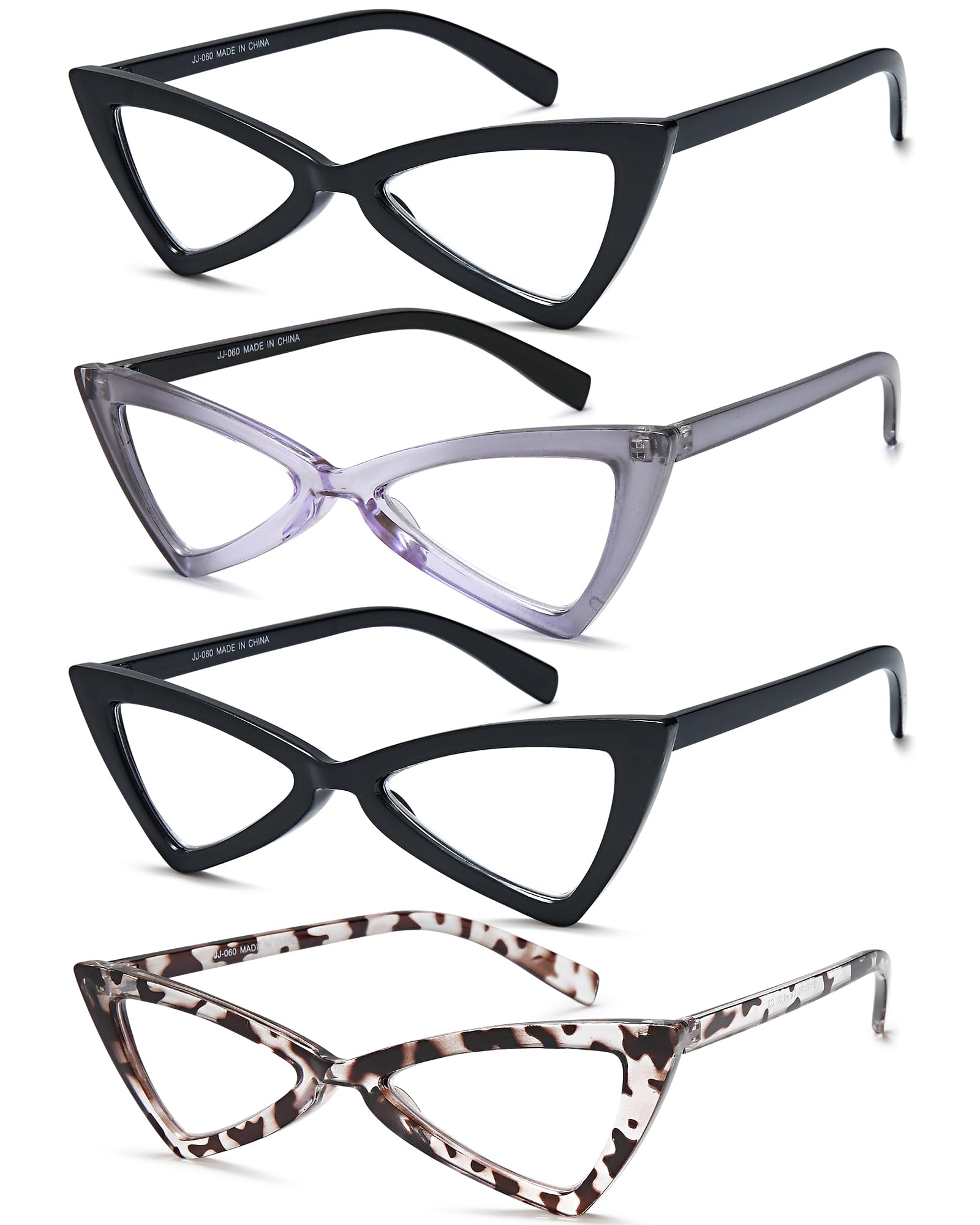 EYEURL 4-Pack Cat Eye Reading Glasses for Women Oversize Blue Light Blocking Computer Glasses Spring Hinge Anti Eyestrain/Computer Glare/UV Readers for Women,2.75