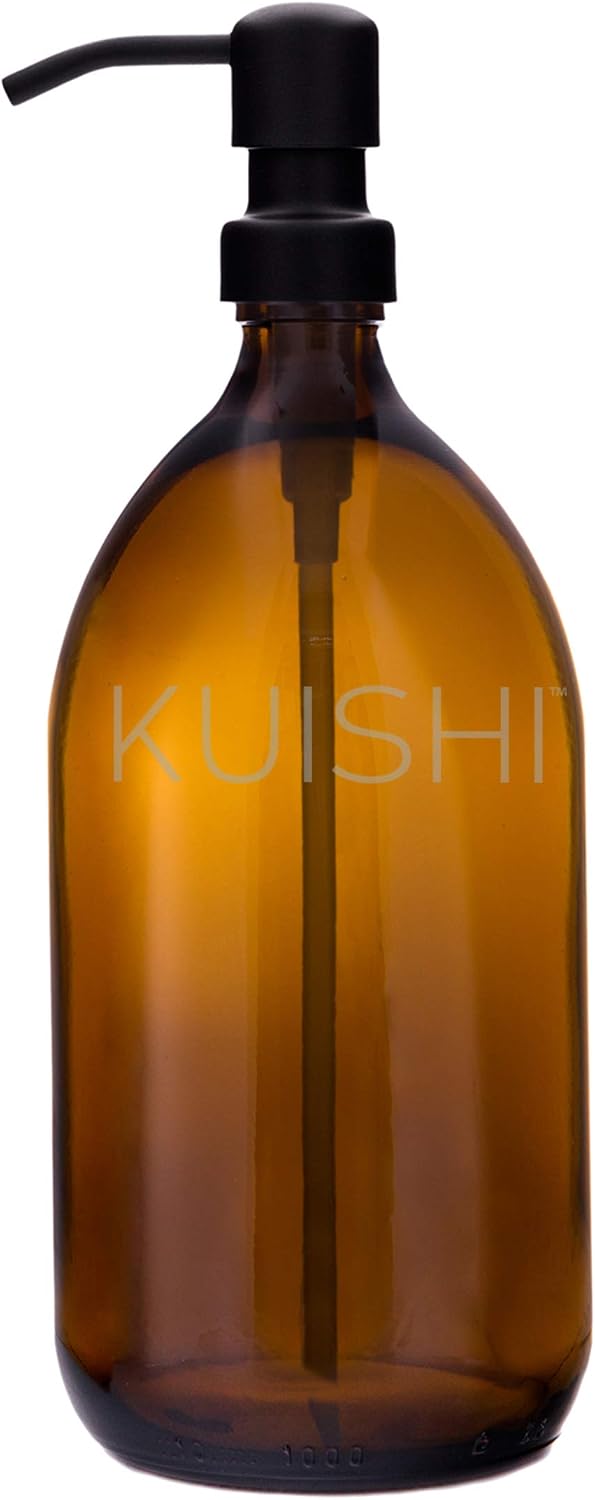 Kuishi Glass Soap Dispenser with Black Stainless Steel Pump