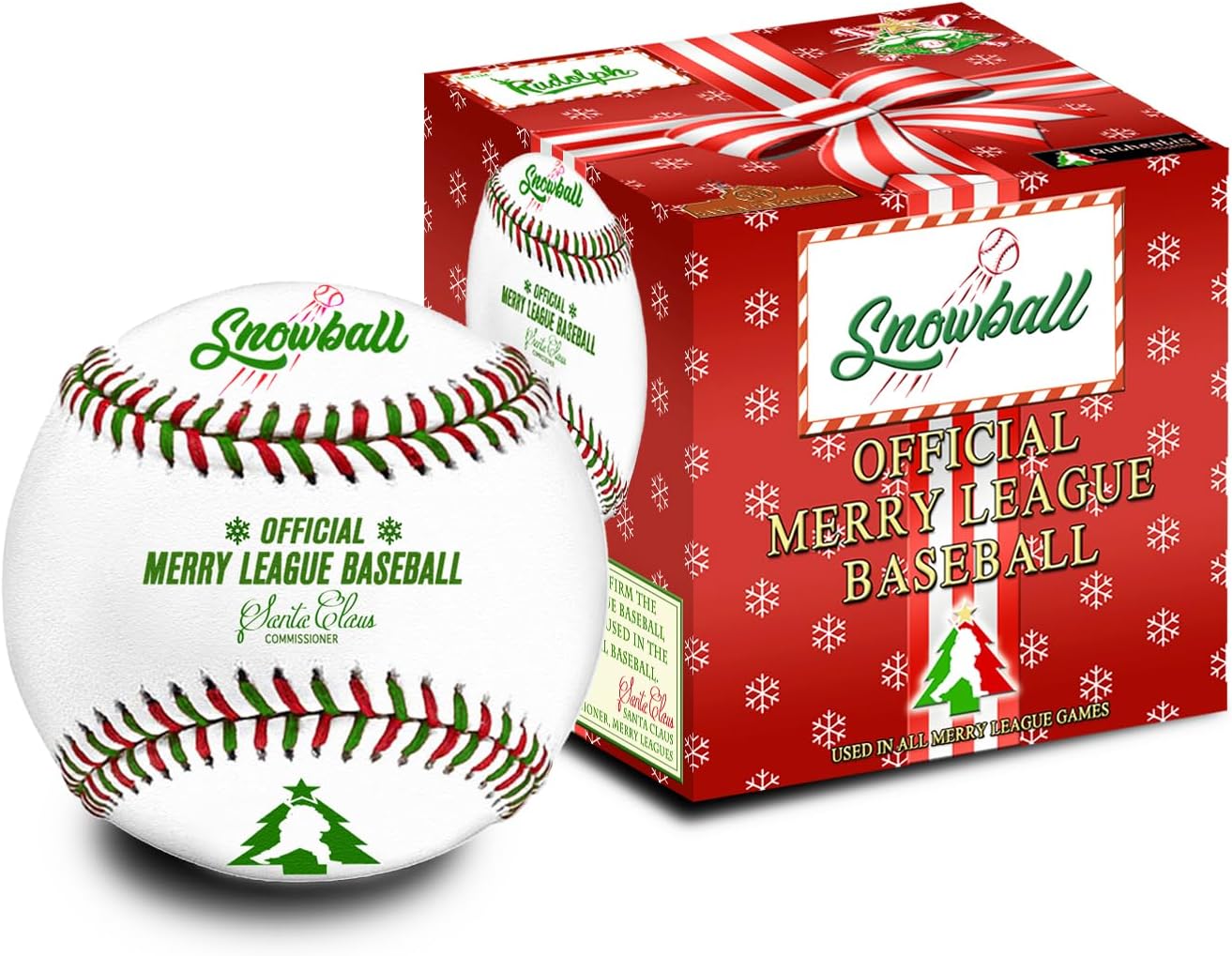Official Christmas Baseball Merry League. Santa Claus Signature. Baseball Christmas Gift Stocking Stuffer. Christmas Baseball
