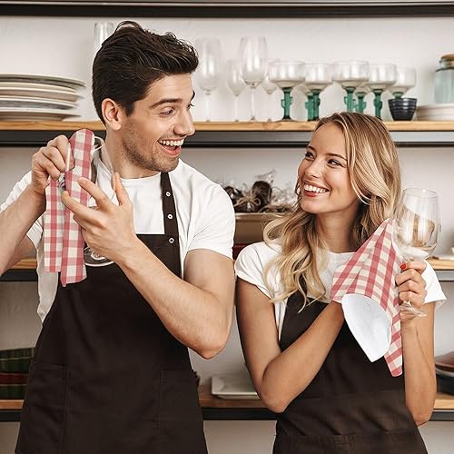 Miniatura 7 de Decorative Hand Towels for Bathroom - Retro Pink Gingham Print Soft Absorbent Small Bath Hand Towels for Kitchen, Farmhouse, Spa, Hotel, Guest Tea