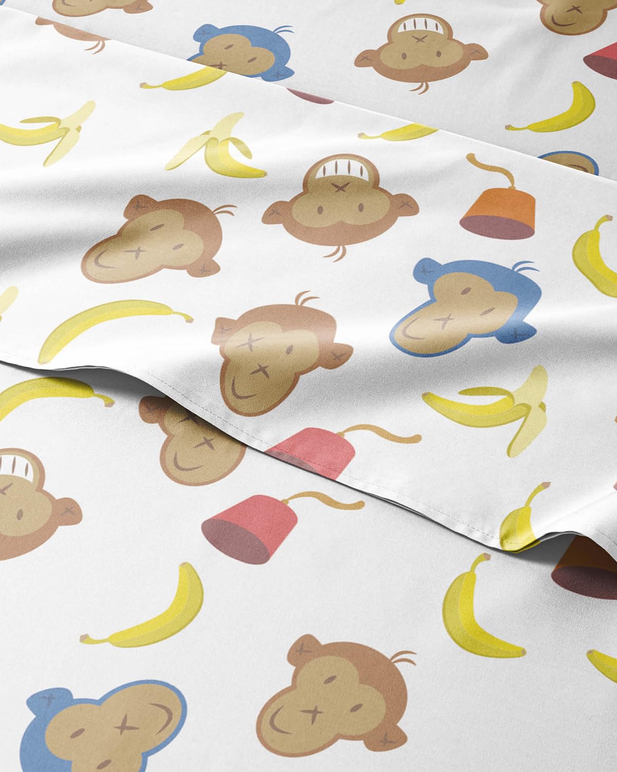 Kids Full Size Monkeys Bed Sheets - 4 Piece Kids Monkeys Sheet Set