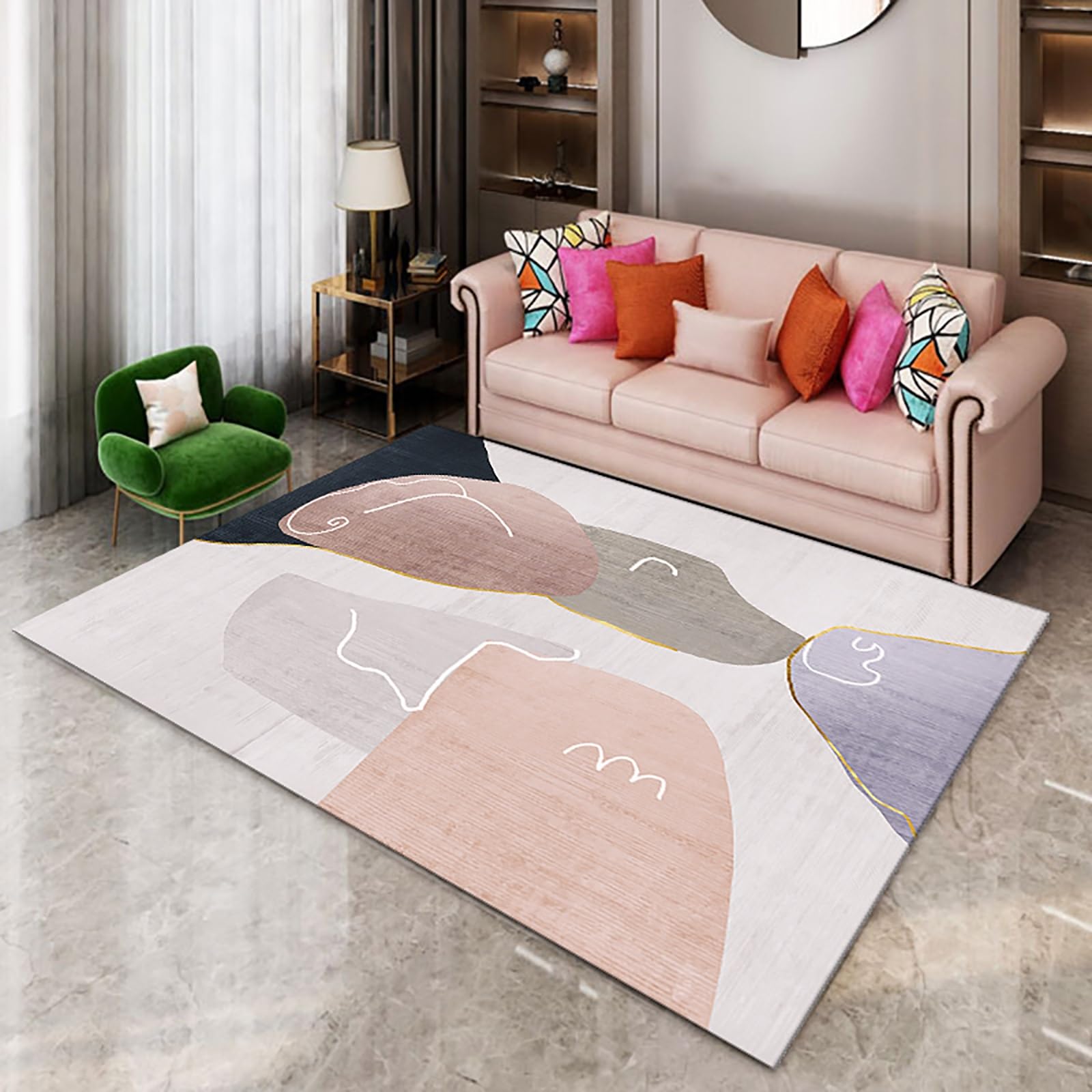 Tapis à poils ras pliable au design 3D élégant pour salon et bureau