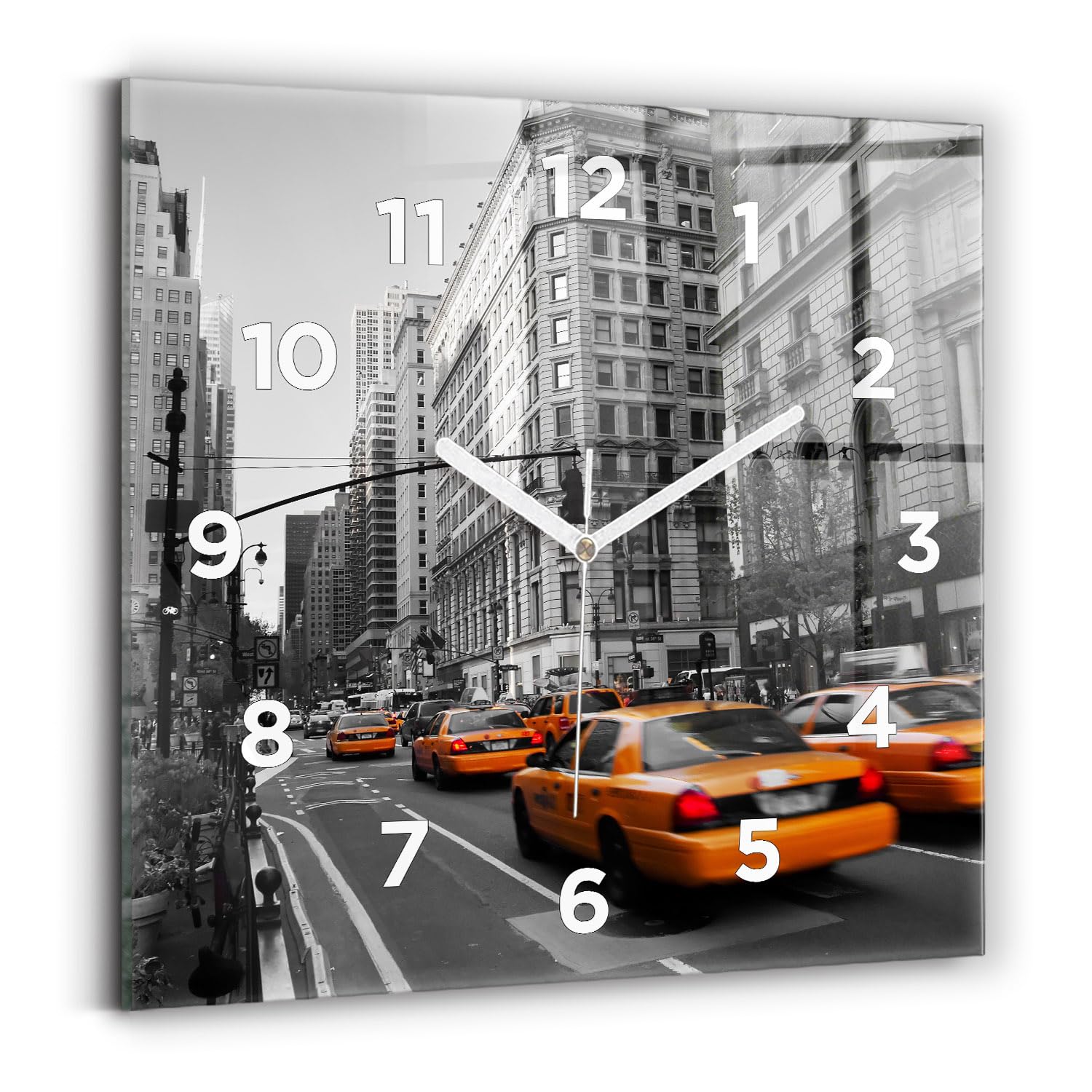Horloge carrée 30x30 cm à quartz silencieux Wallfluent Manhattan