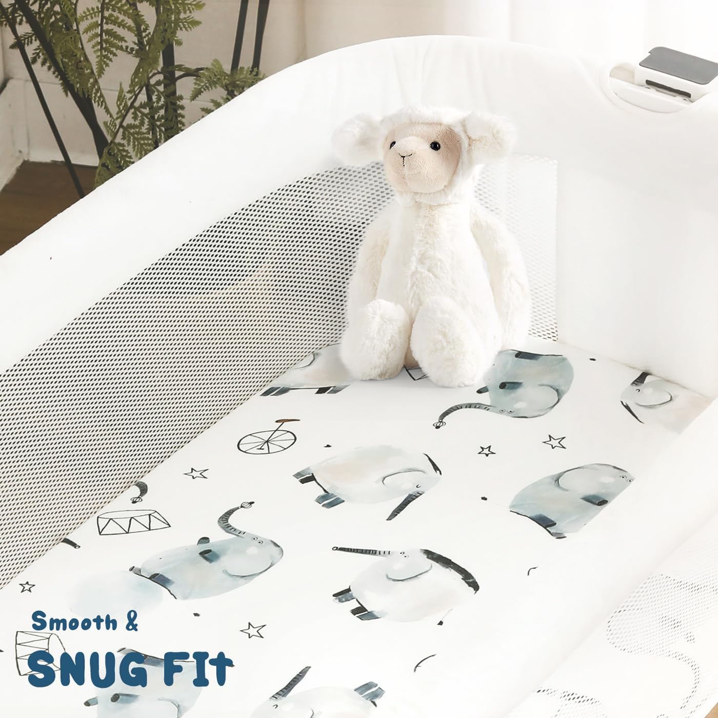 Dehnbares, ultraweiches Spannbettlaken-Set, 2 Stück, universell passend für Stubenwagen, Babywiege, Babywiege, Moseskorb, oval, rechteckig, sicher und anschmiegsam, 2 Stück