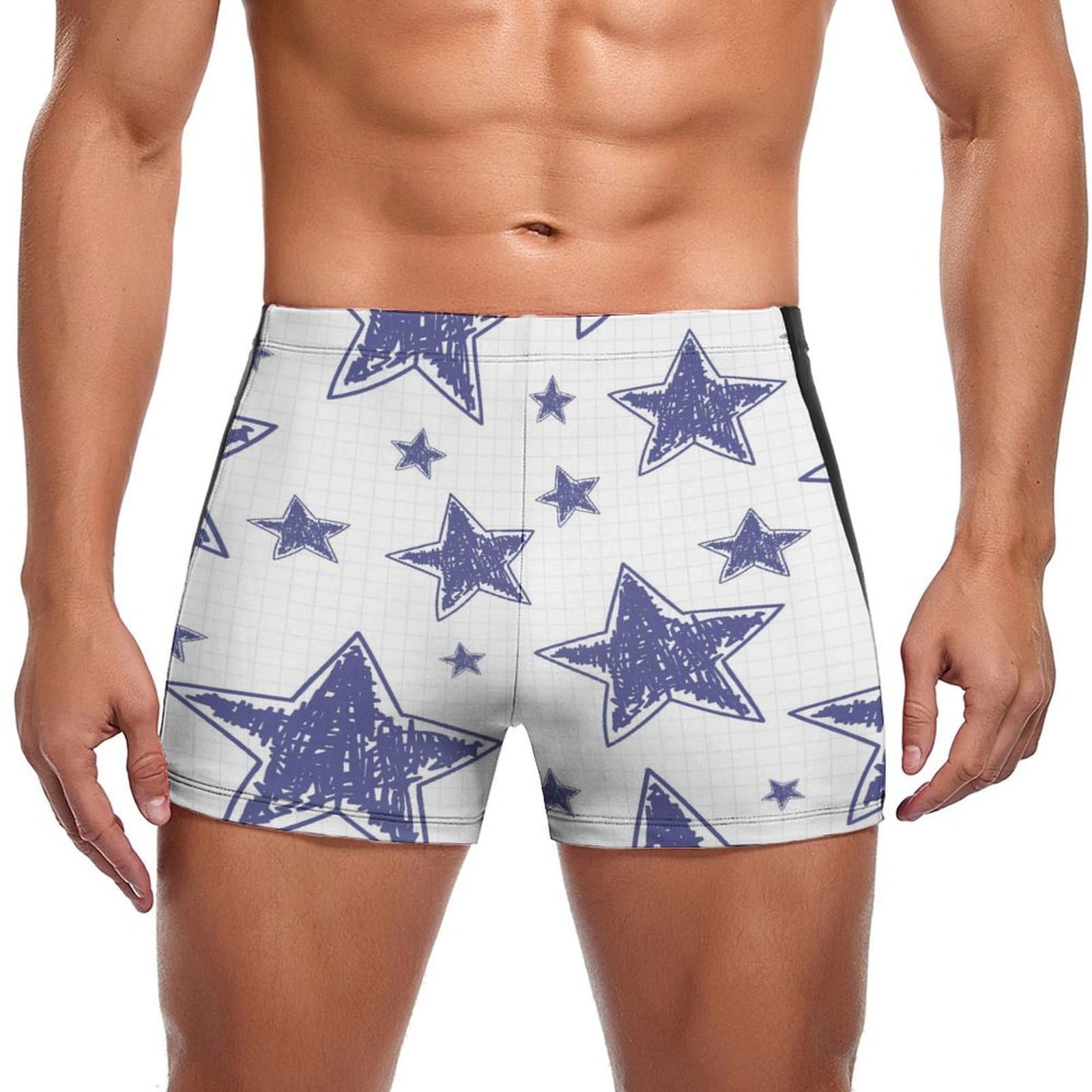 Swimming trunks pourpre étoilé homme au design boxer stretch et moderne