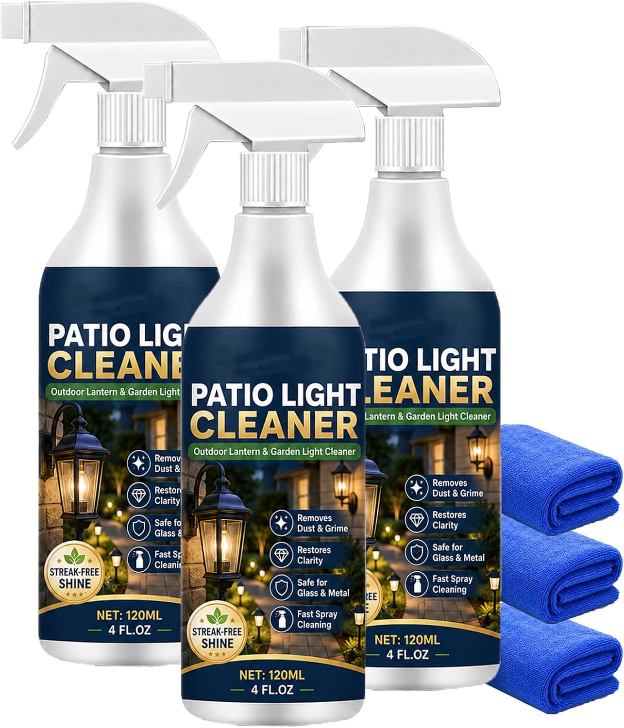 Outdoor Lantern and Garden Light Cleaner Spray, Remove Dust,3