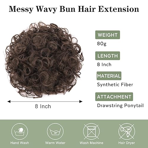 Miniatura 6 de Matthia Extensiones de cabello rizado ondulado con cordón para mujeres negras, extensiones de cola de caballo sintéticas sueltas grandes y rizadas,