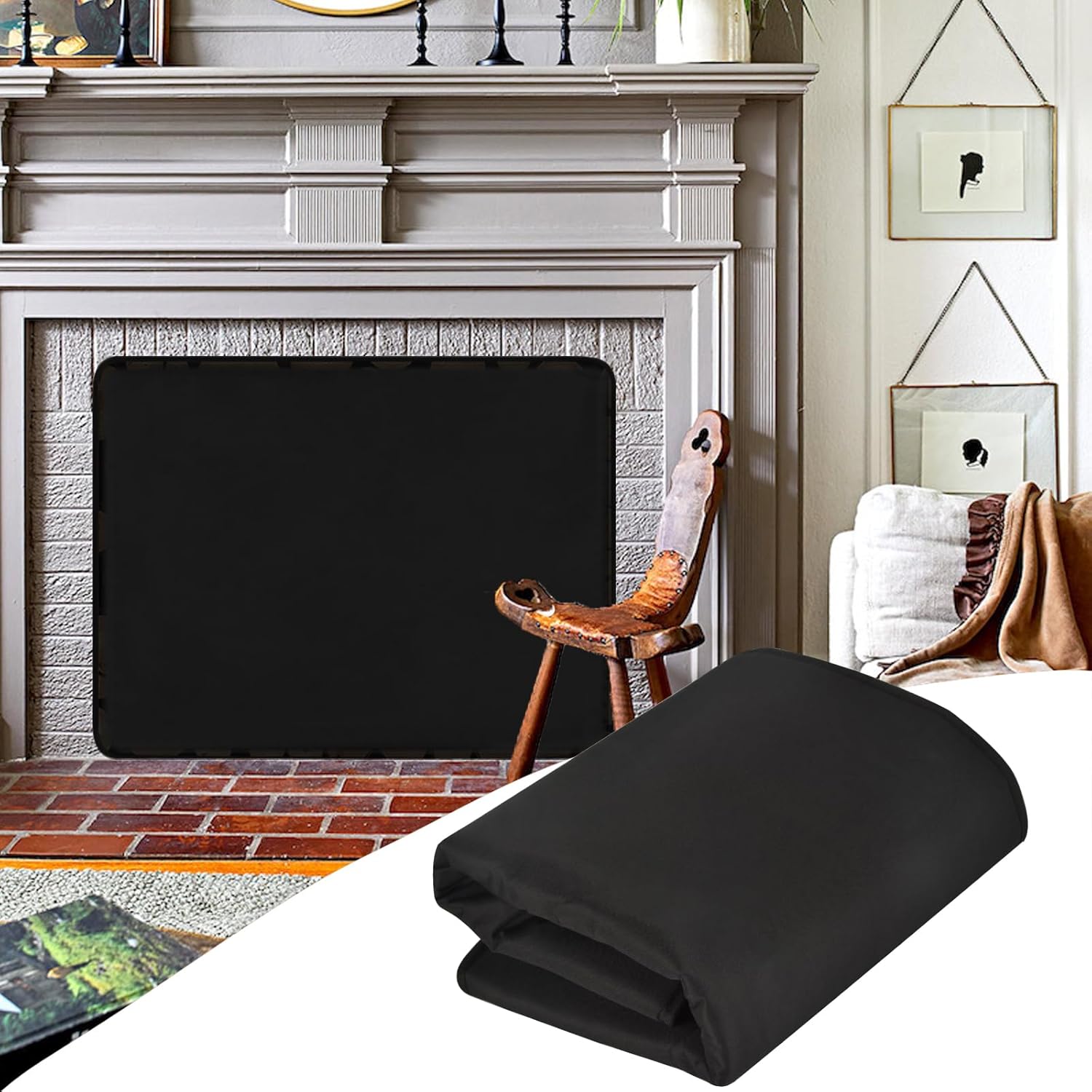 Fireplace Cover for Inside Fireplace Stops Heat