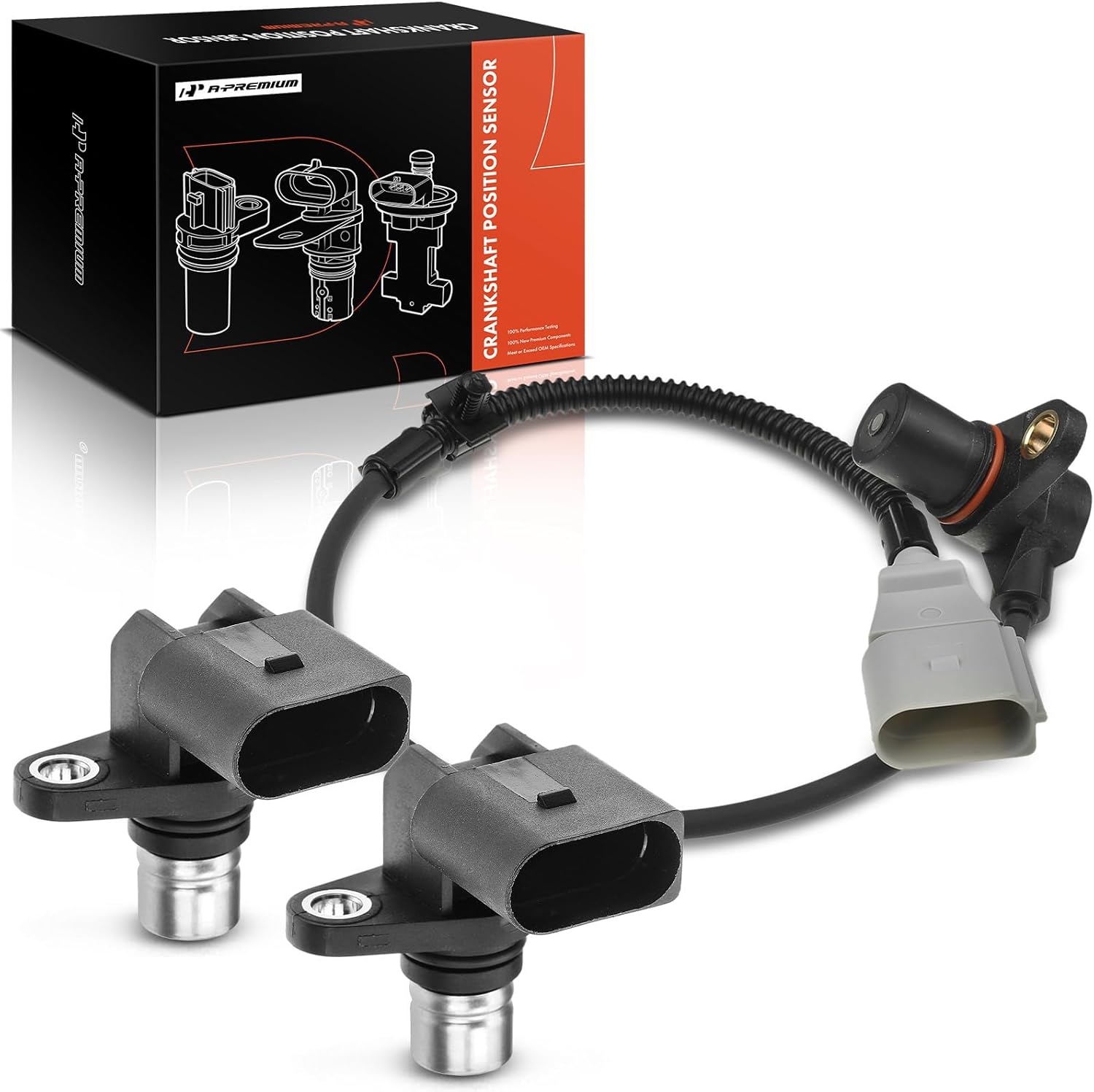 A-Premium 3-PC Engine Camshaft Crankshaft Position Sensor Compatible with Volkswagen EuroVan 2000 2.8L, EuroVan 2002-2003 2.5L, Replace# 022957147A, 0041533728