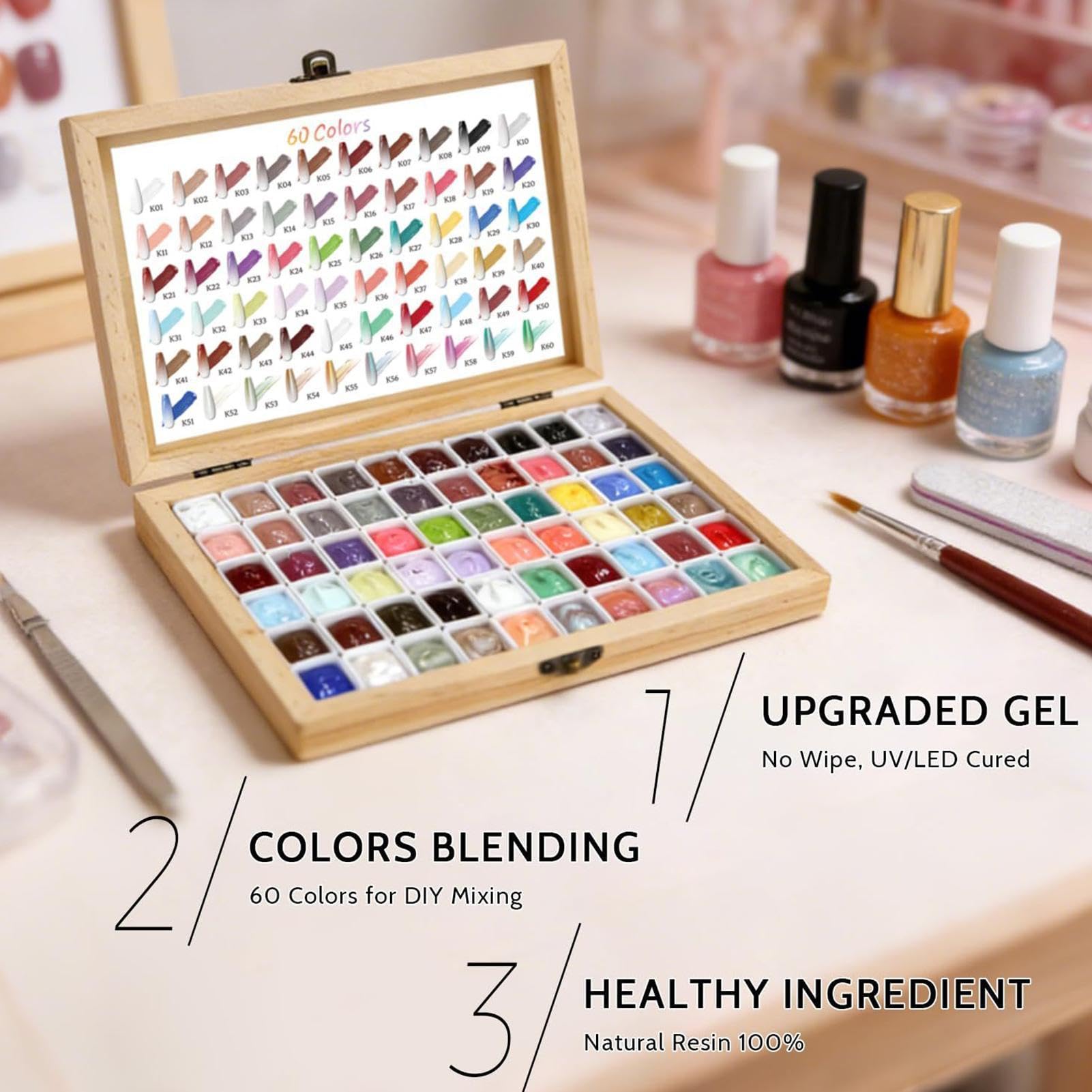 Żel do wklepywania 60-kolorowe akcesoria manicure | Żel Do Wklepywania Z Efektem Różowego Cieniowania W domu, salonie, na przyjęciach, urodzinach, ślubach, wakacjach, do
