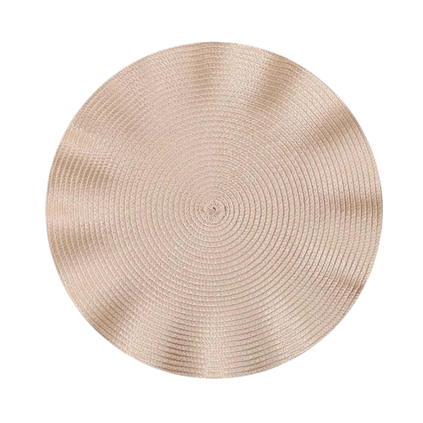 2pcs Wavy Round Heat Insulation Placemats 38cm Woven Braided Circle Placemat For Dining Tables Kitchen Table Mats Washable For Table(Beige)