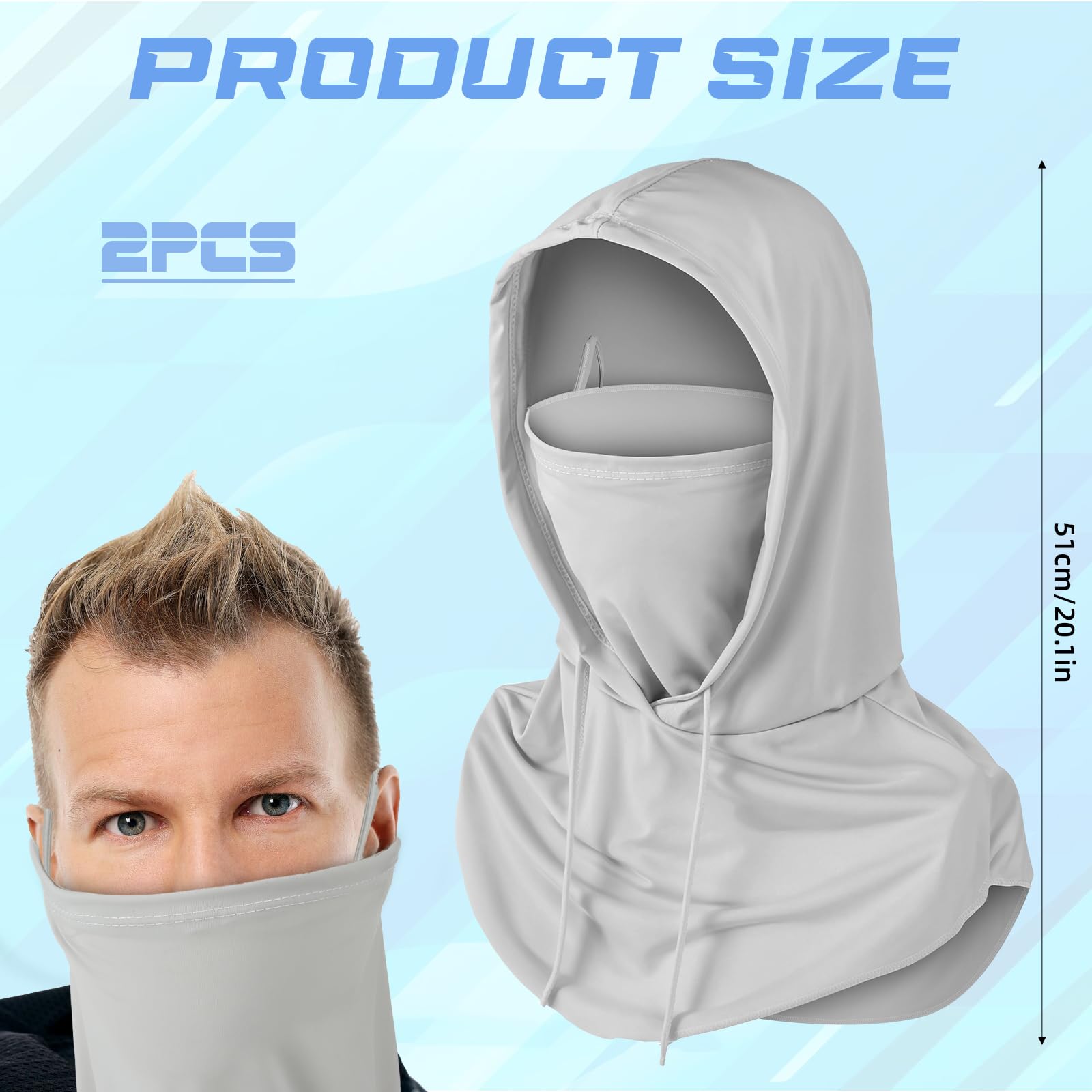 Paquete de 2 máscaras faciales con protección solar UV, pasamontañas refrescantes, máscara de motocicleta para hombres y mujeres, actividades al aire libre, motocicleta, ciclismo, pesca