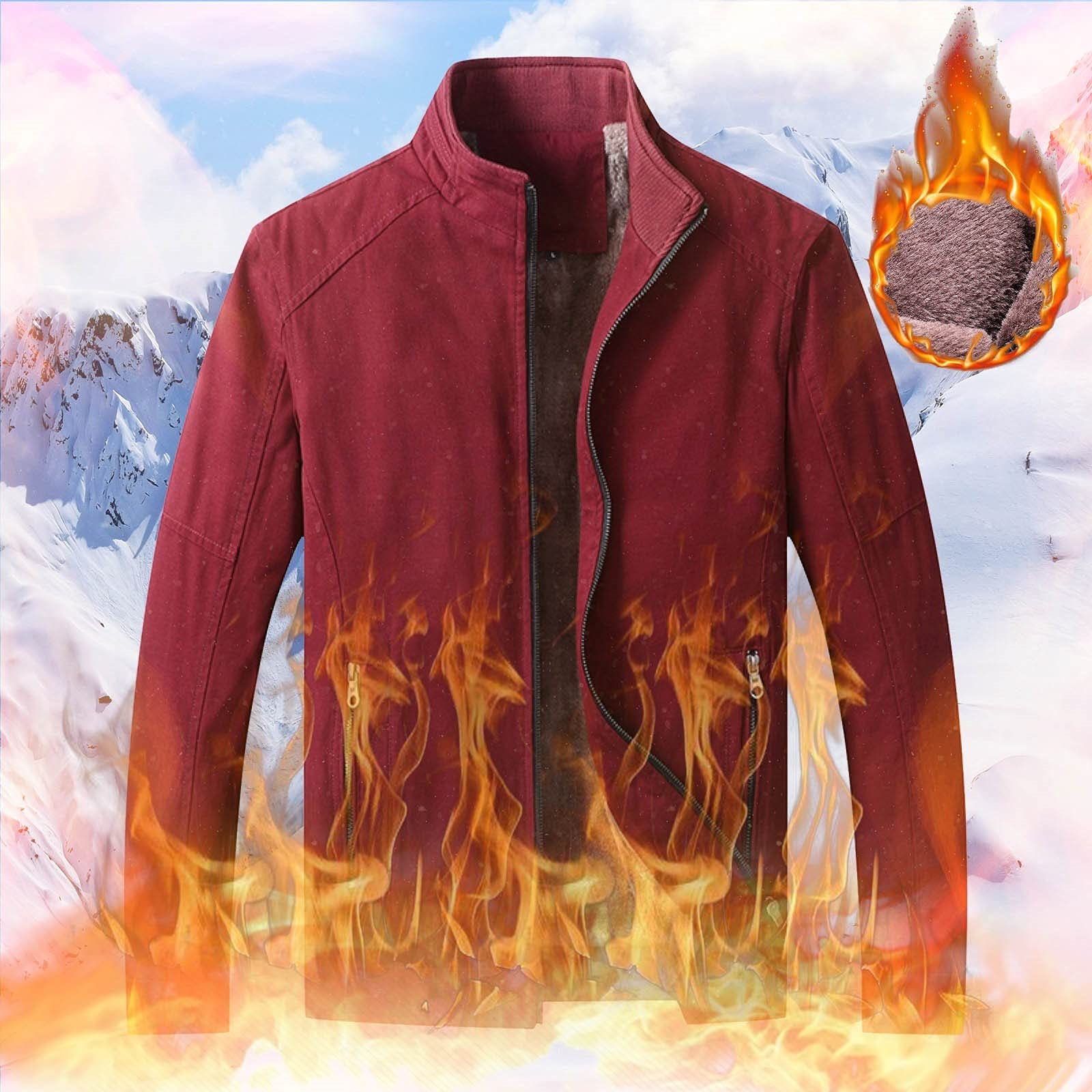 Chaqueta Polar Hombre Talla Grande, Chaqueta de otoño e Invierno para Hombre, Top Informal a la con Cuello levantado, Abrigo Lavado de algodón Grueso de Terciopelo