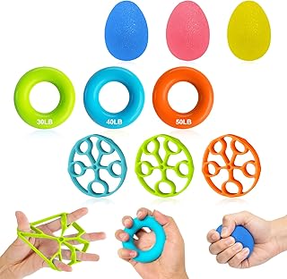 Flintronic Griffkraft Trainer Set, Handtrainer Fingertrainer für Männer Frauen, Fingertrainer & Unterarmtrainer mit 3 Stärken, Grip Ring Hand & Unterarm Training