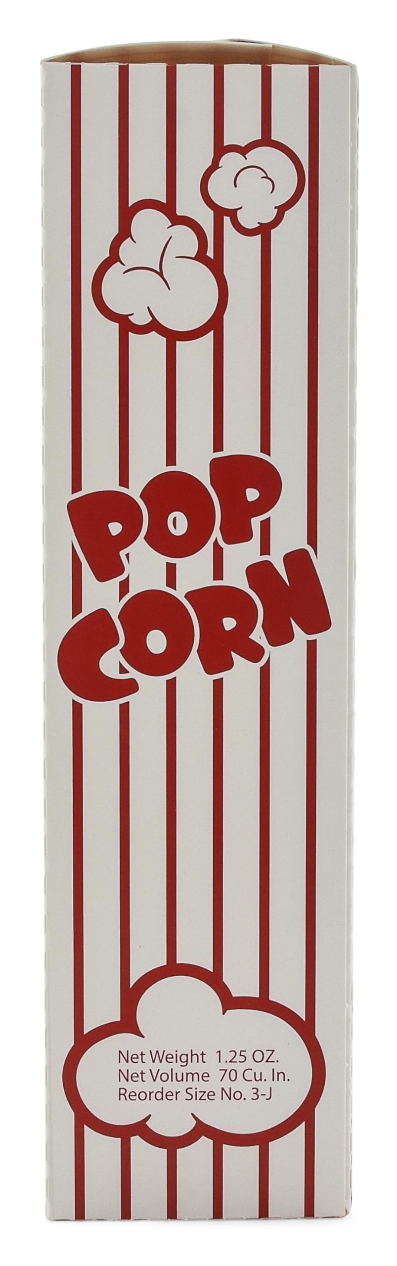 SNAPPY 3J Cajas de palomitas de maíz rojas y blancas, 1.25 onzas, 100 unidades