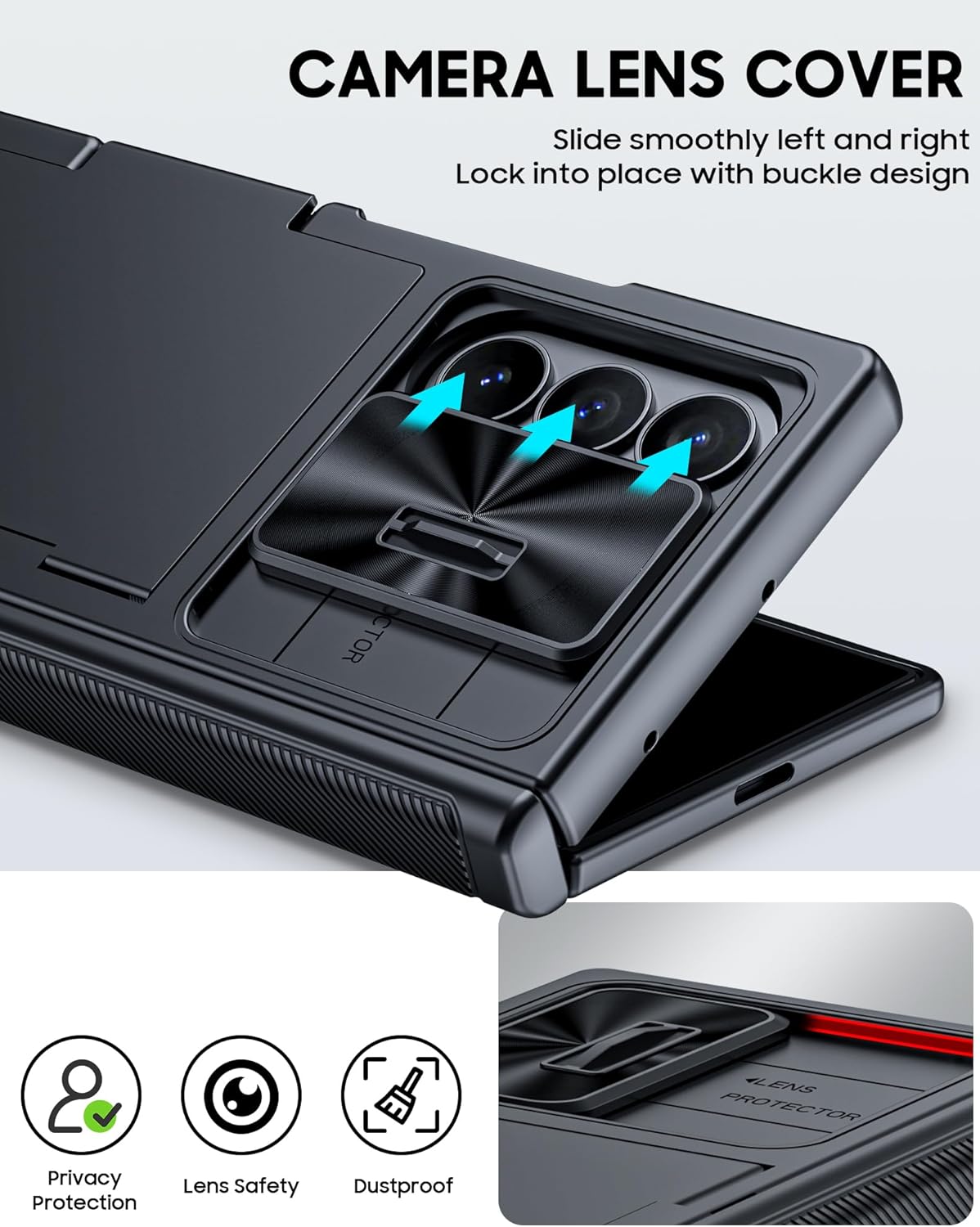 Vizvera for Samsung Galaxy Z Fold 7 Case RFID Wallet with Cards Holder [Hinge Cover] [Camera Cover] Shockproof Silicone Protective Phone Case for Z Fold 7 2025-Black - Image 7
