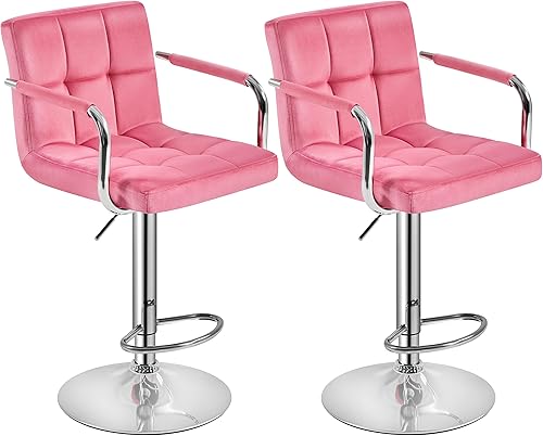 Miniatura 21 de Topeakmart Taburete de bar giratorio de cuero negro, sillas de bar ajustables con respaldo y reposapiés, juego de 2 Negro,Beige,Azul,Marrón,Gris