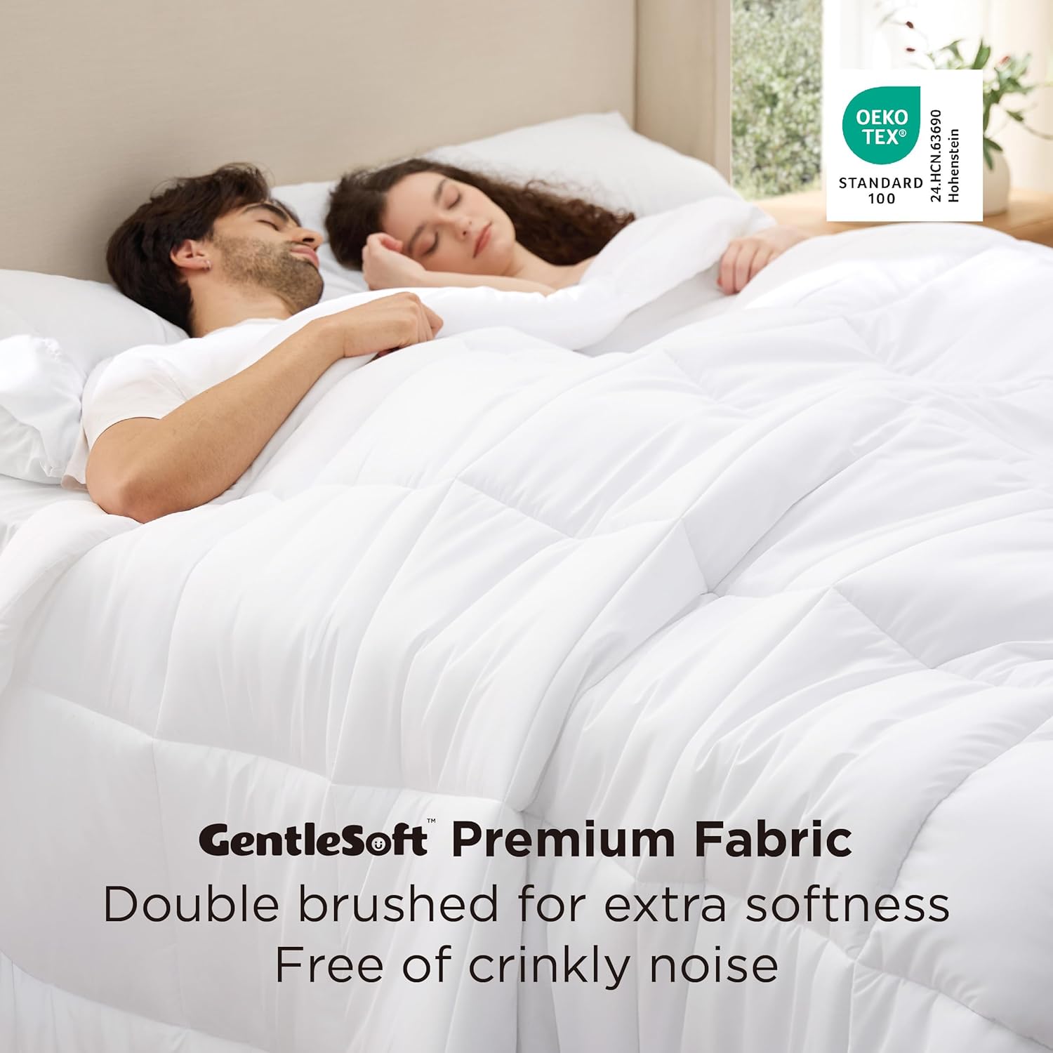 Bedsure Comforter Duvet Insert - Quilted Comforters Oversize Queen Size, All Season Duvet, GentleSoft Down Alternative Bedding, with 8 Tabs, Gifts for Women/Men, White, Oversize Queen 98 x 98 Inches - Image 3