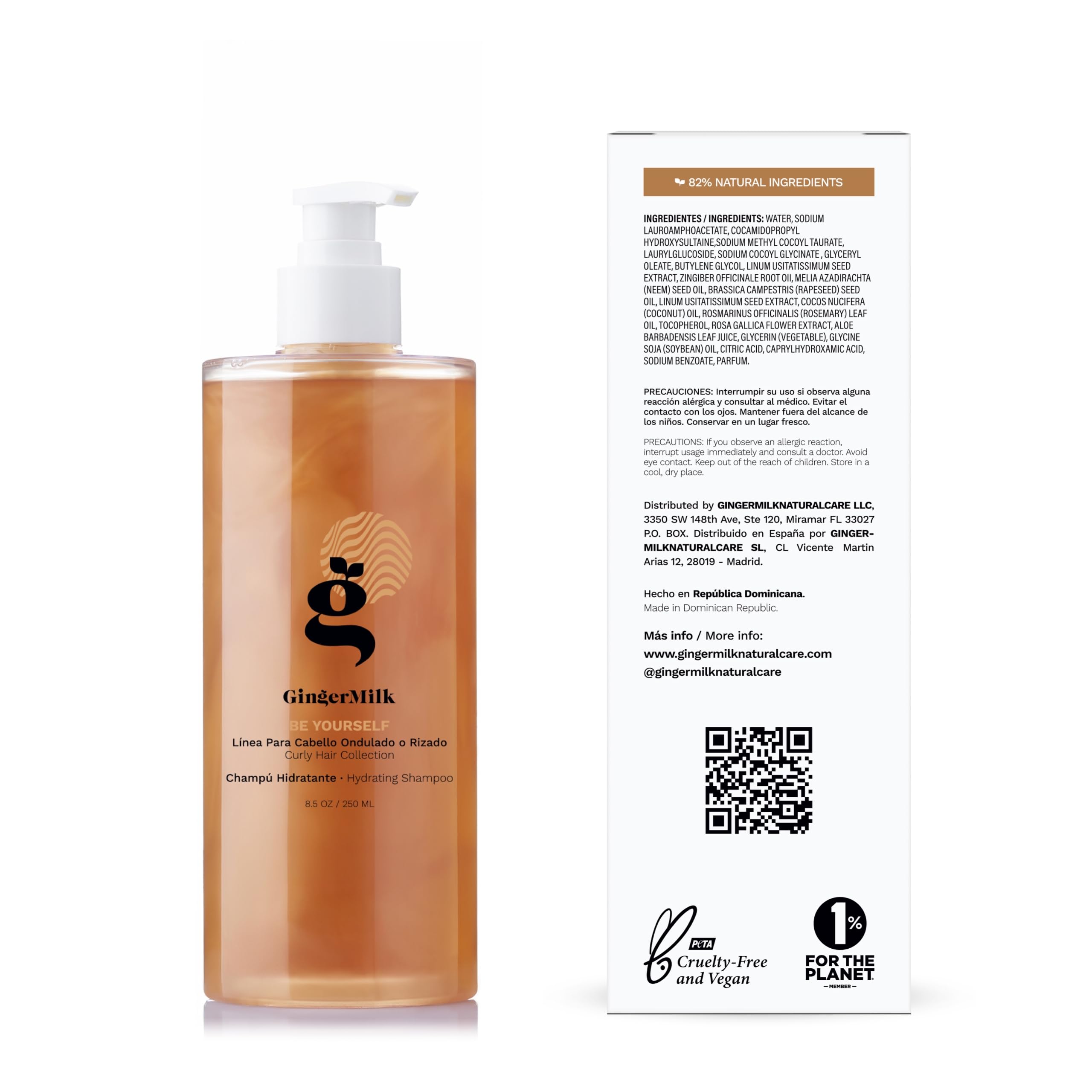 Ginger Milk Rutina Capilar para Rizos Be Yourself, Kit Curly con Shampoo, Mascarilla, Leave-In, Gel Definidor y Aceite para Pelo Rizado y Ondulado