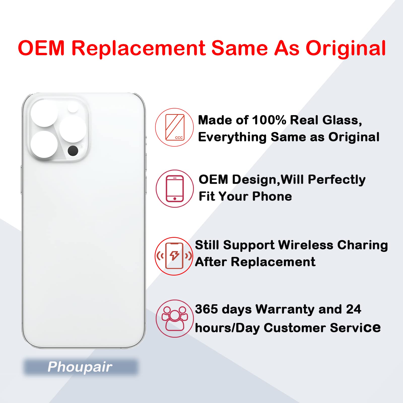 Amazon.co.jp: Phoupair OEM 背面ガラス iPhone 14 Pro 6.1インチ用