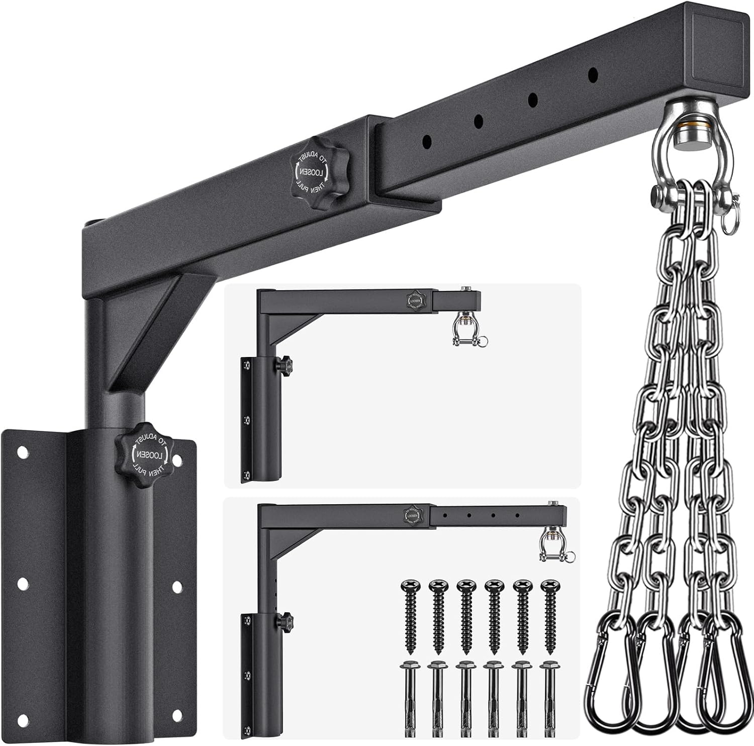 Dolibest Wall Mount Heavy Bag Hanger: 800LB Capacity, 360° Swivel, 4 Chains, Adjustable Punching Bag Stand for Home Gym Boxing MMA