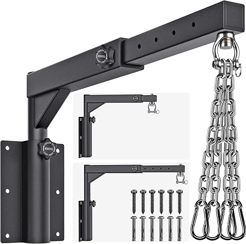 Dolibest Colgador de pared para bolsas pesadas con 4 cadenas, soporte giratorio de 360 para saco de boxeo, colgador de boxeo ajustable para el