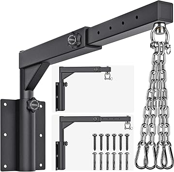 Dolibest Wall Mount Heavy Bag Hanger with 4 Chains, Heavy Duty 360 Swivel Punching Bag Hanger Stand, Adjustable Boxing Hanger for Home Gym Indoor Outdoor 800 LB Capacity