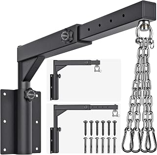 Dolibest Wall Mount Heavy Bag Hanger with 4 Chains, Heavy Duty 360° Swivel Punching Bag Hanger Stand, Adjustable Boxing Hanger for Home Gym Indoor Outdoor (800 LB Capacity)