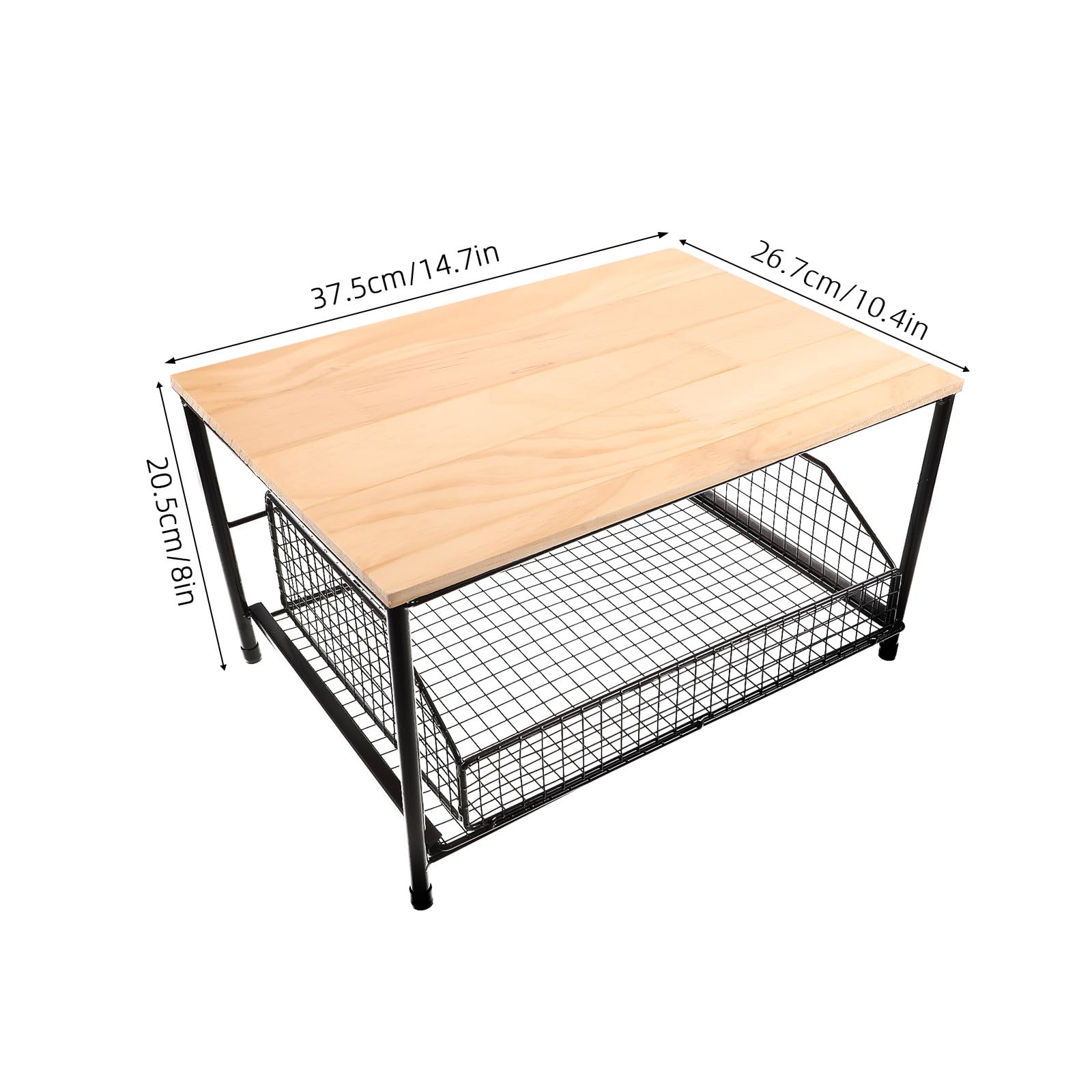 Encimera: estante de cocina de metal con cajón extraíble para freidora de aire, microondas, horno y soluciones de almacenamiento de cocina en el hogar