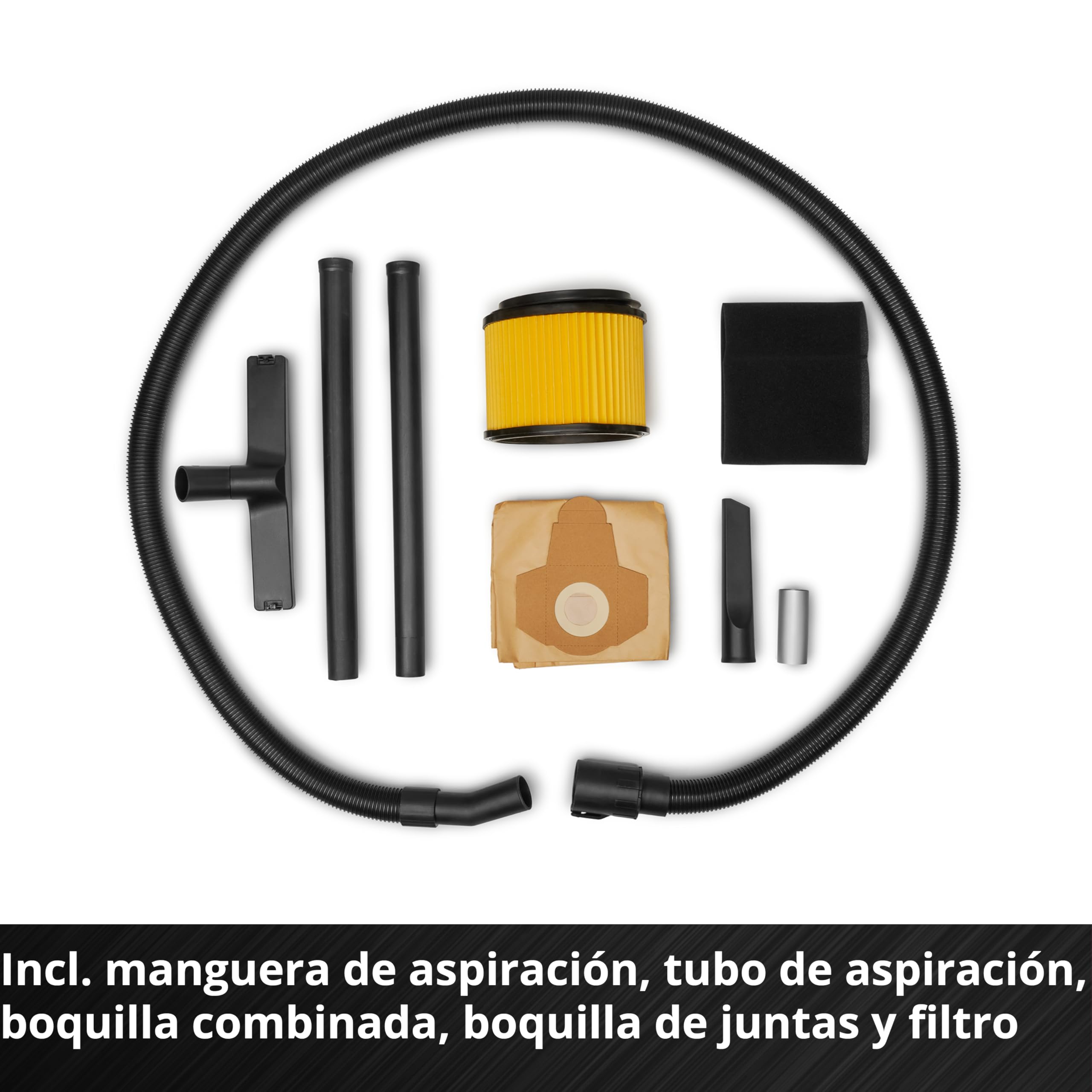 Einhell Aspirador en seco y húmedo TC-VC 3055 SA (900 W, 190 mbar, Toma automática, Recipiente de Acero Inoxidable 30 l, Ruedas y Rodillos, Incl. boquillas, filtros y Bolsa colectora de Suciedad)