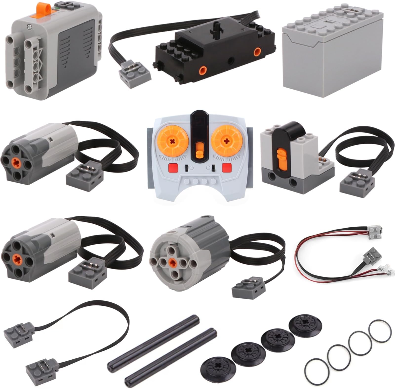 16 PCS Technology Power Function Motor Set Remote Control Motor Kit Compatible with Technic Power Function Kit as Gift