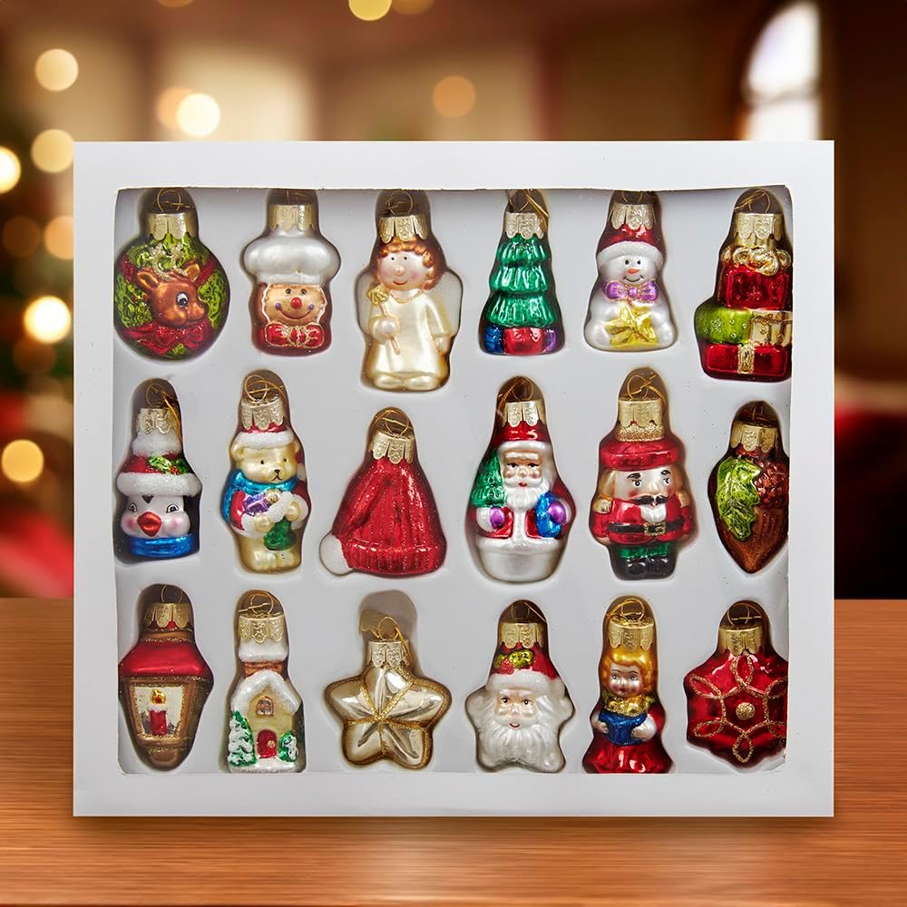 2-2.5-Inch Mini Christmas Shape Glass Ornaments, 18 Piece Set - Image 8