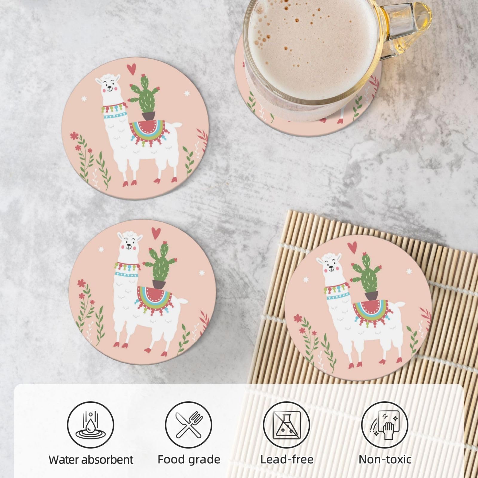Simpatico sottobicchiere in ceramica stampato a mano con lama disegnato a mano set di 4 sottobicchieri decorativi