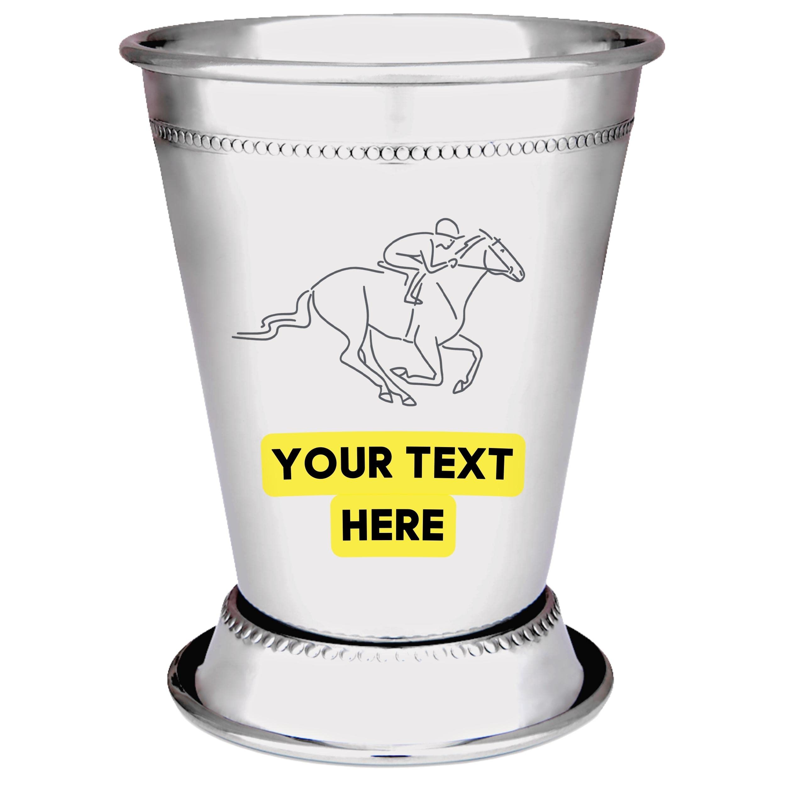 Personalized Mint Julep Cups - Stainless Steel Drinkware, Custom Metal Name Cocktail Cups, Bourbon, Whiskey Party Supplies Kit - 12 oz