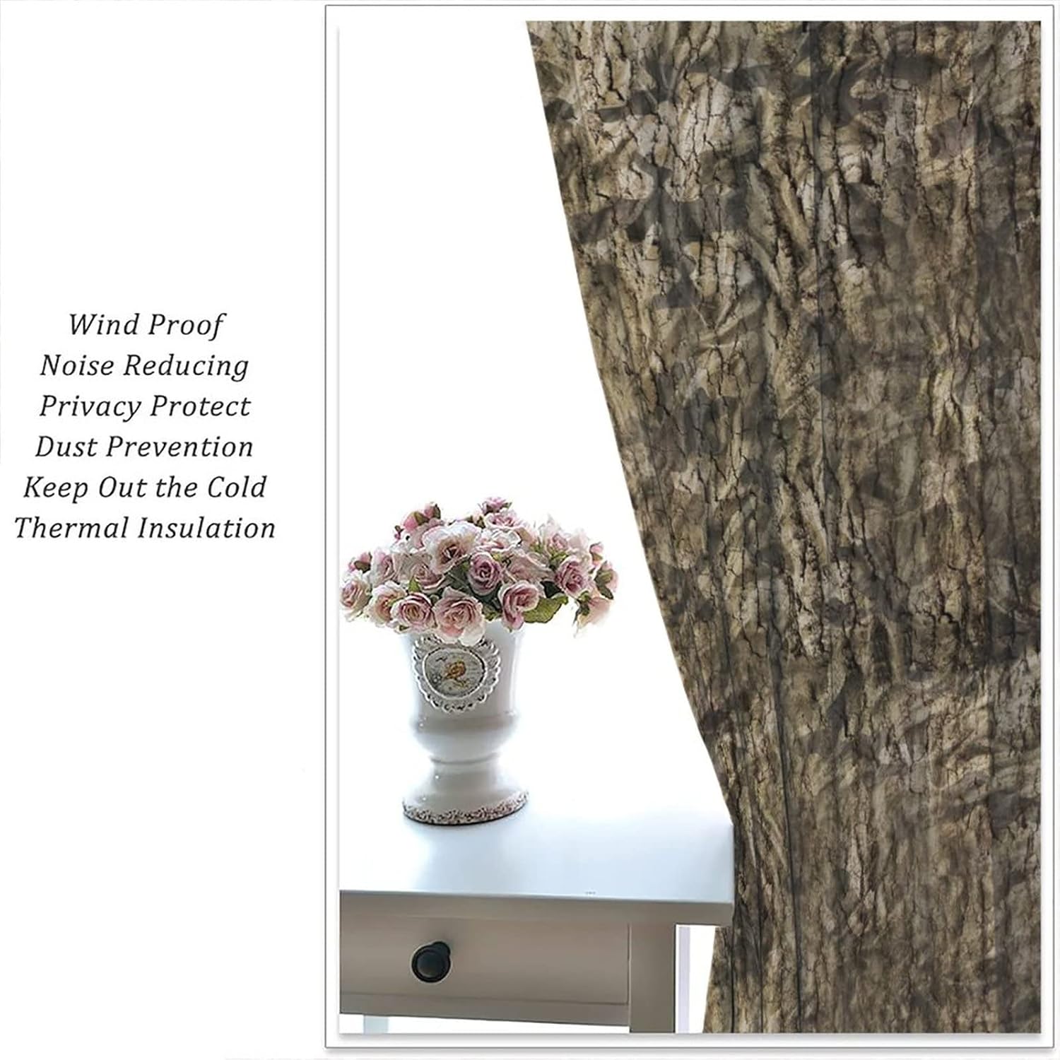 Camo Blackout Curtains,Forest Camouflage Print Pattern Rod Pocket Window Door Drapes for Living Room Bedroom Decor W42xL45in