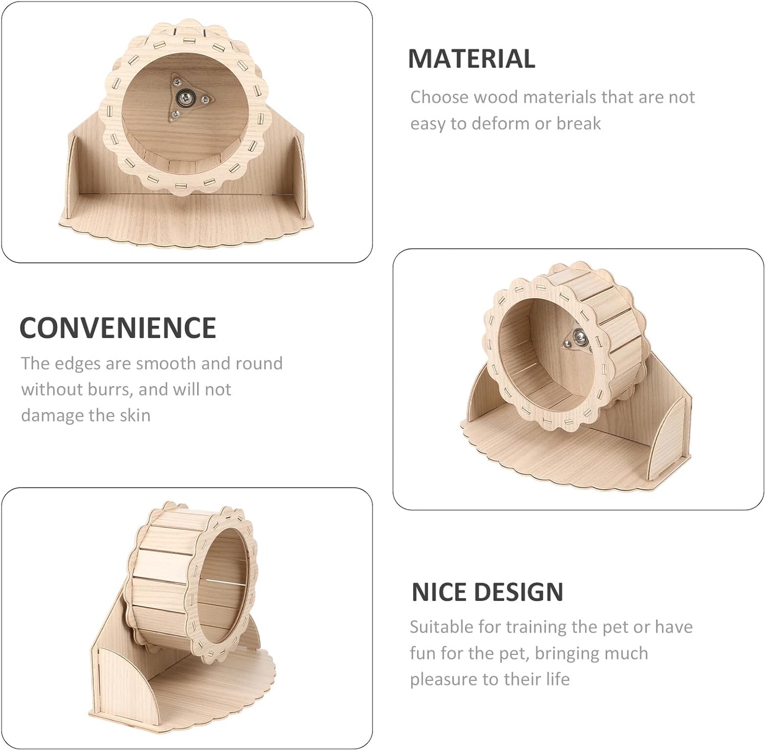 Silent Hamster Running Wheel Solid Wood Base, 17.5cm Exercise Wheel for Small Animals Including Hamsters, Gerbils, and Chinchillas, Quiet Pet Spinner for Indoor Use