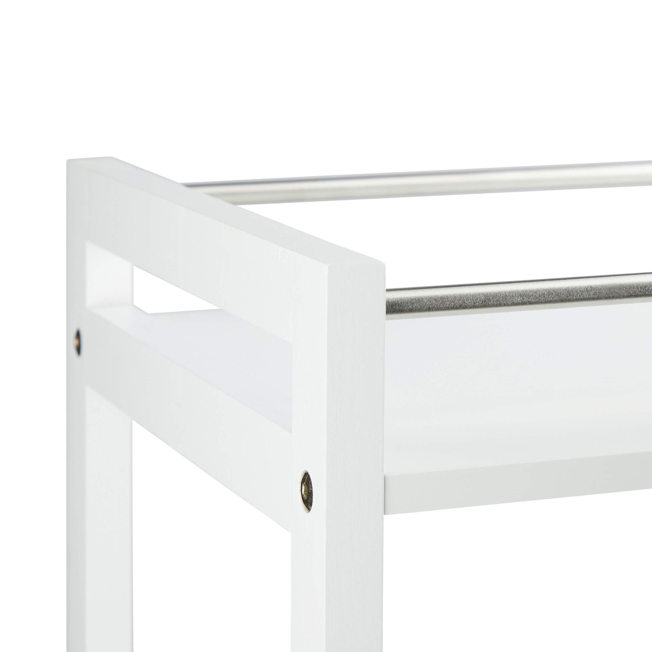 Relaxdays Carrello Cucina con 3 Ripiani, Mobile con Ruote, in bambù, Legno MDF & Acciaio, HxLxP: 80,5x51x30 cm, Bianco